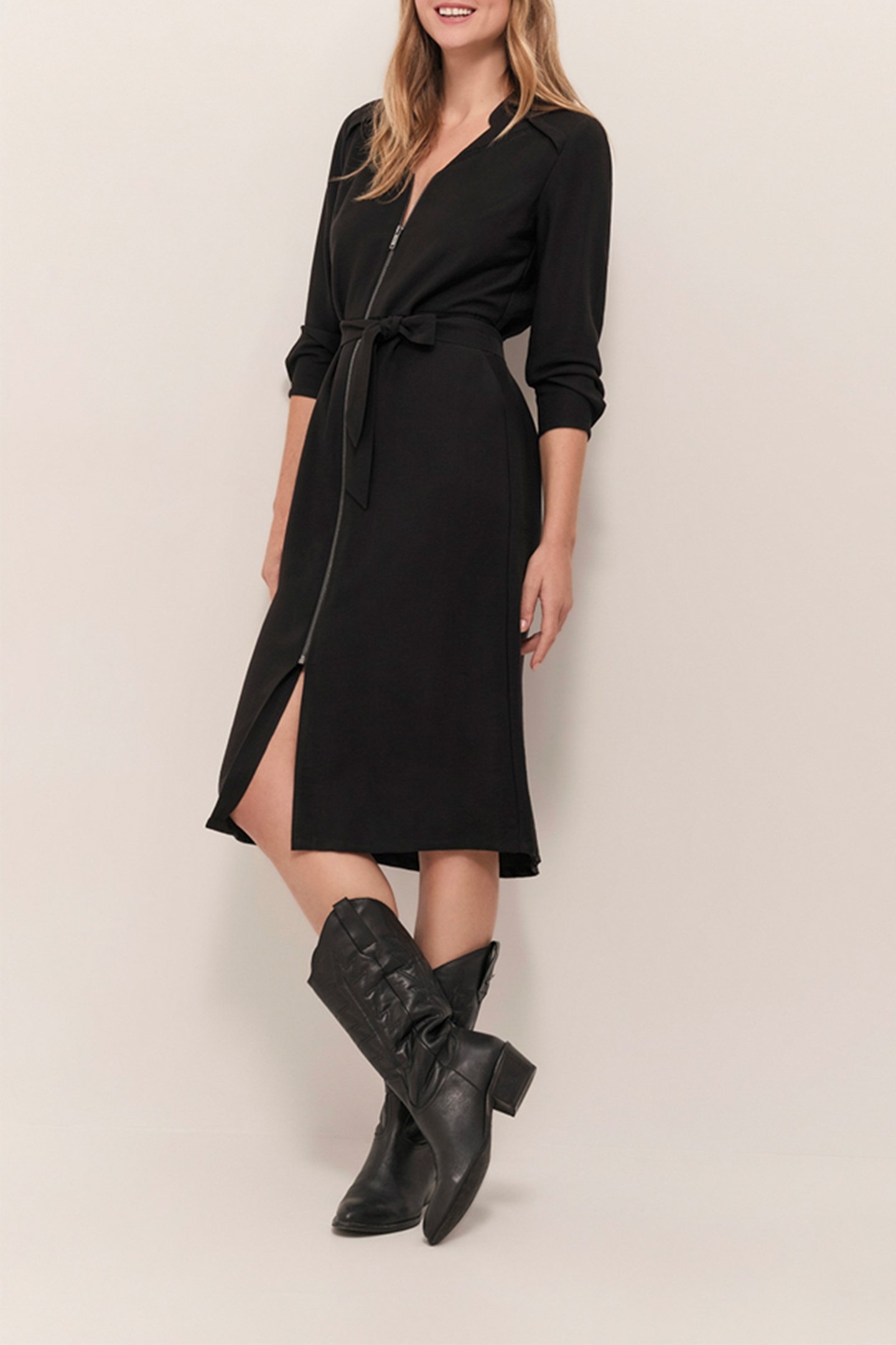 RICHY - BLACK MIDI DRESS WITH ZIPPER 4