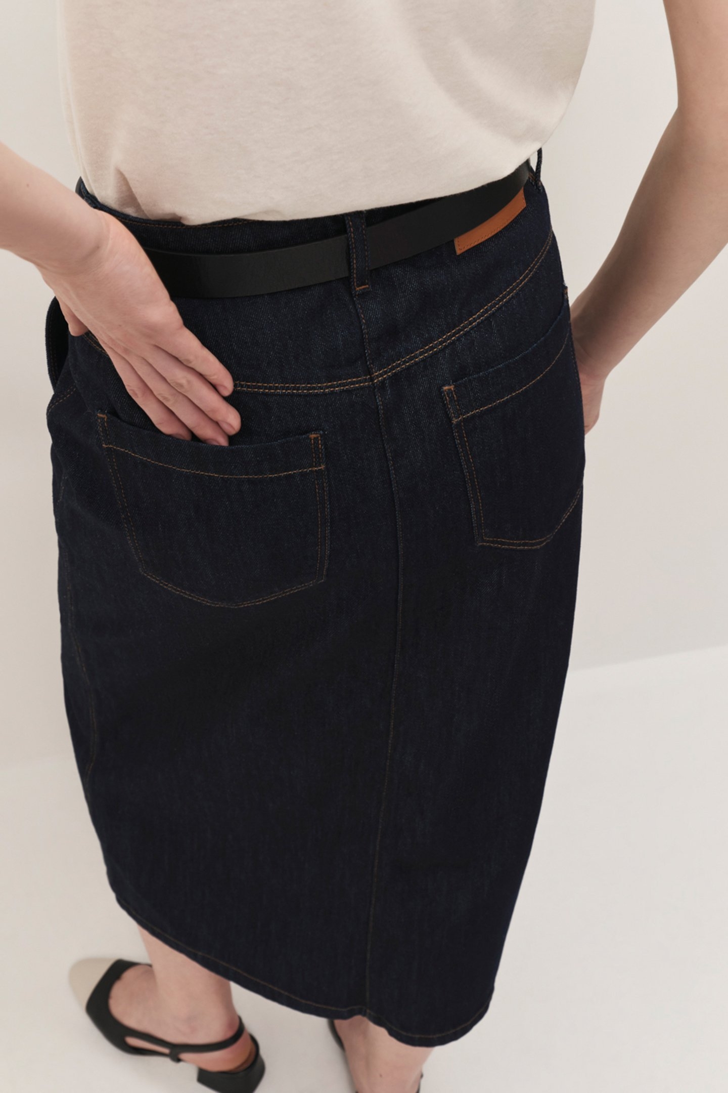 JAKE - NIGHT BLUE DENIM MIDI SKIRT 3