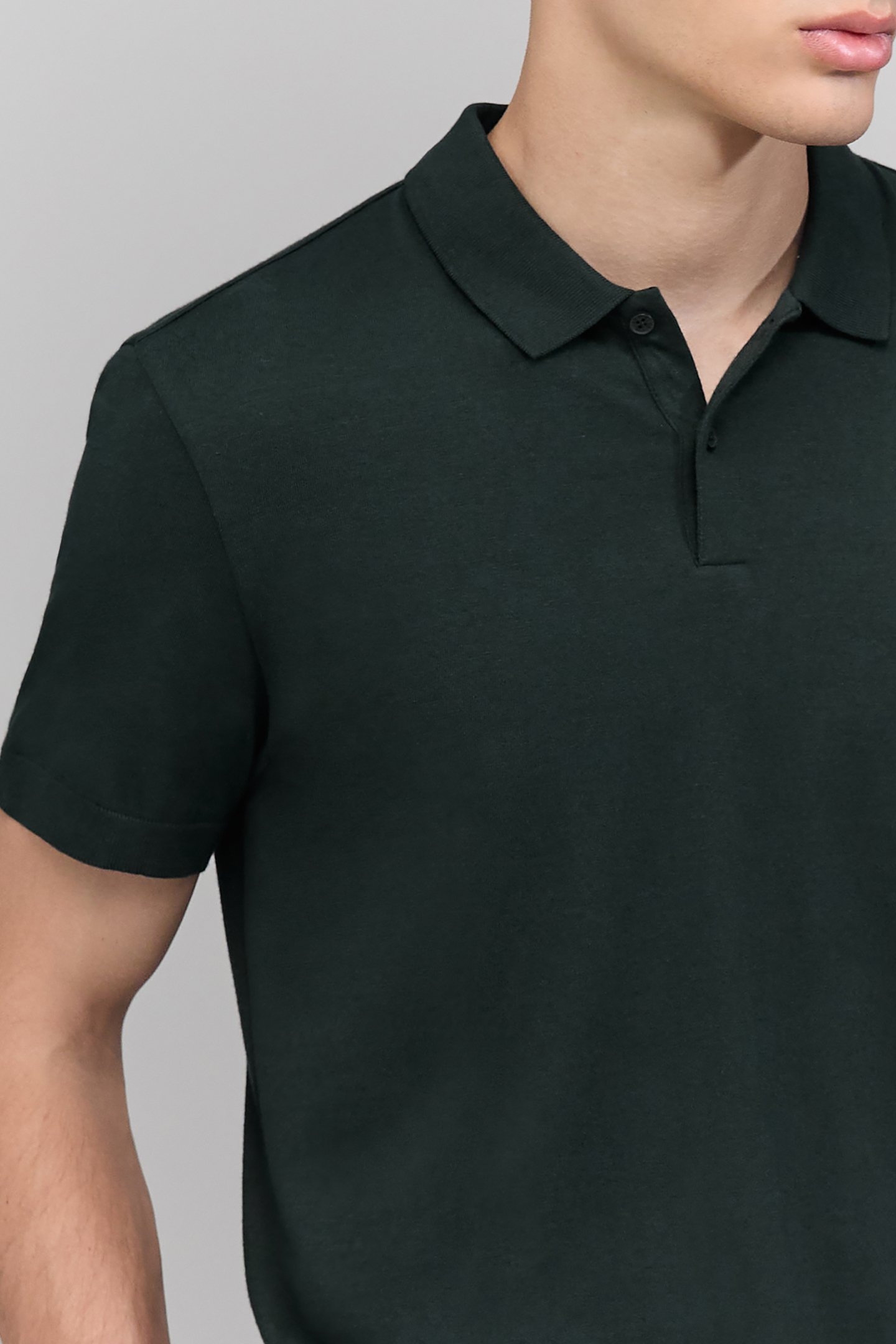 BOTTLE GREEN COTTON MODAL POLO SHIRT 5