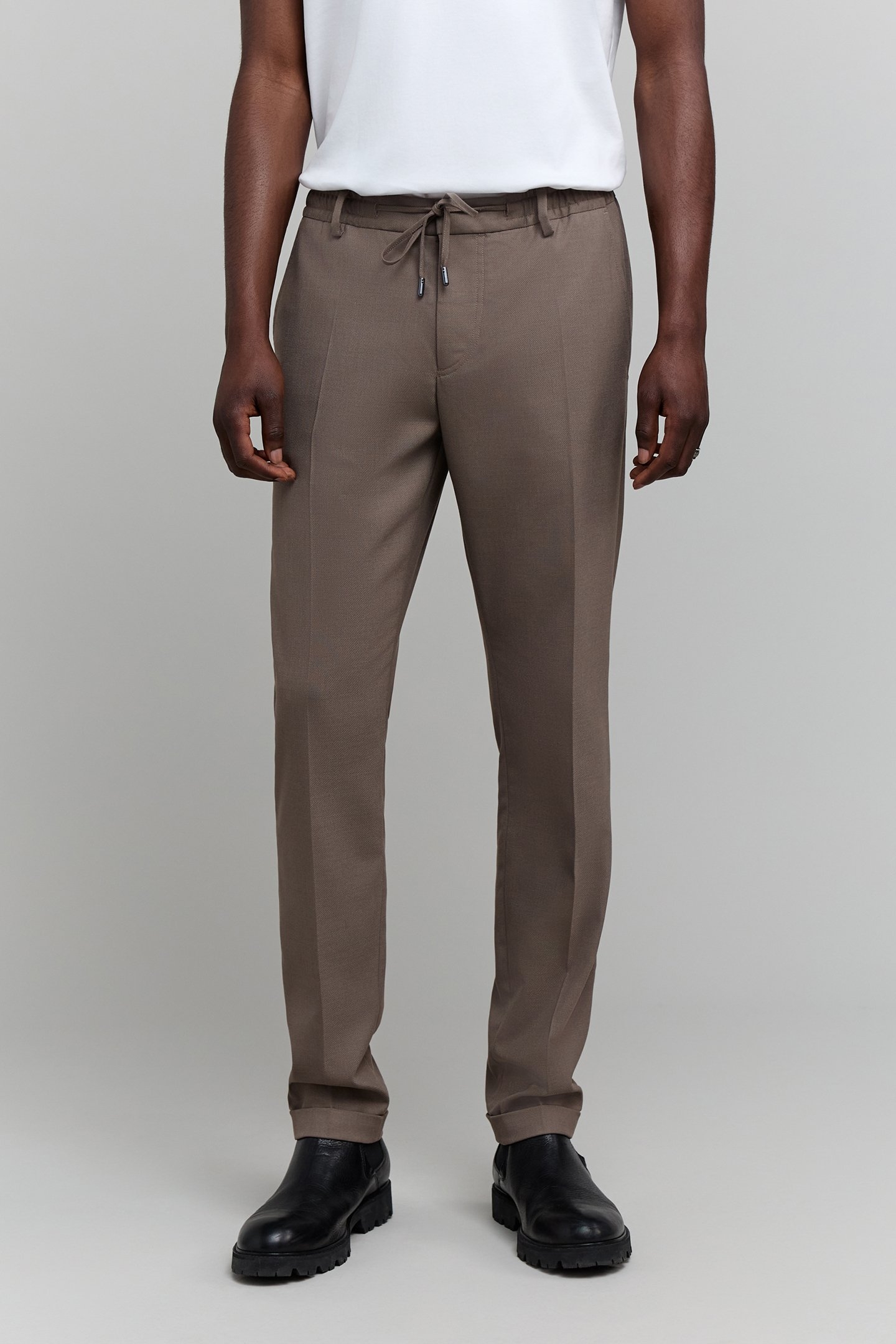 BROWN ELASTIC WAISTBAND JOGPANTS 1