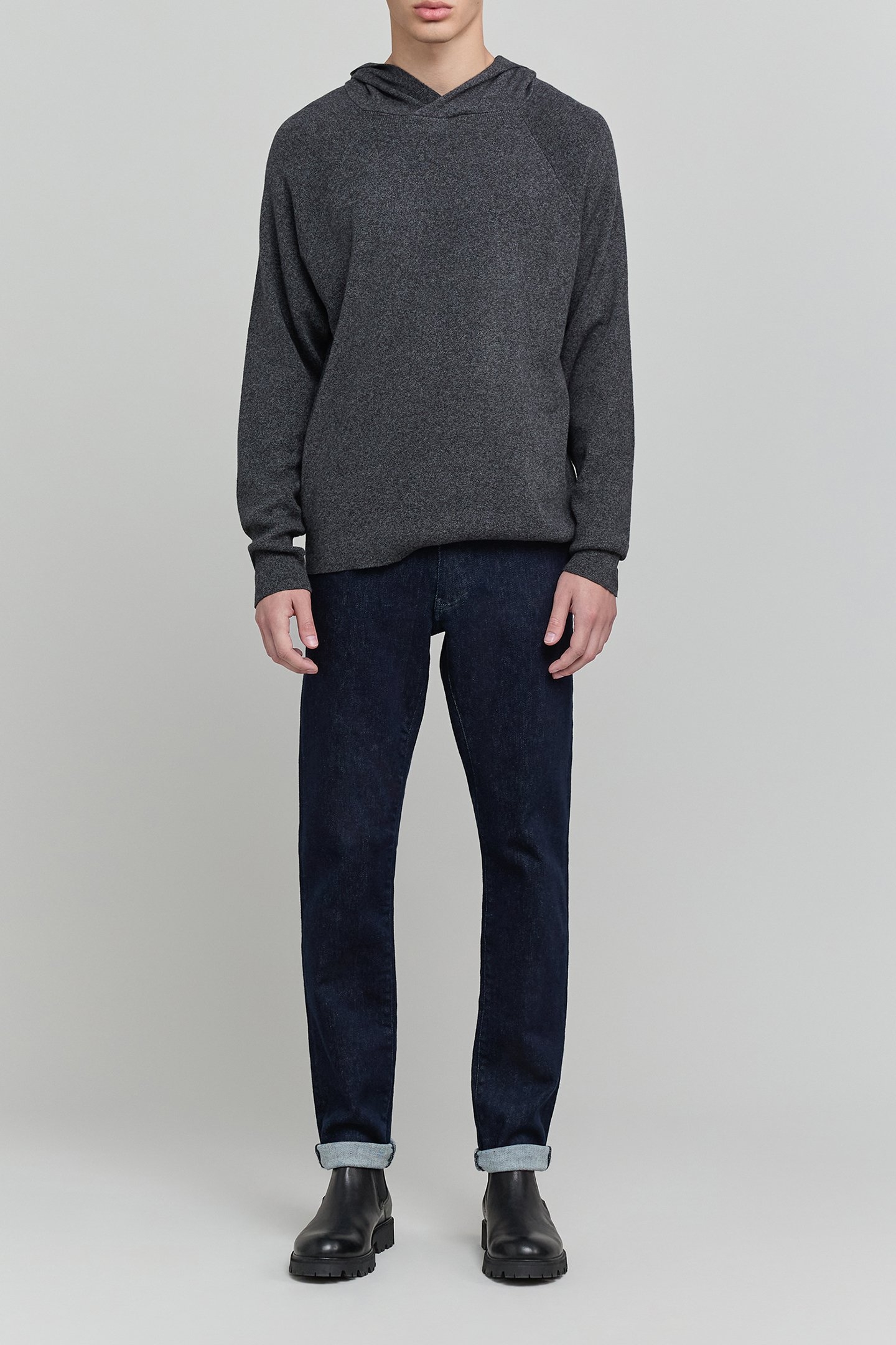 DRY FAST HOODED GRAPHITE KNIT SWEATER 3