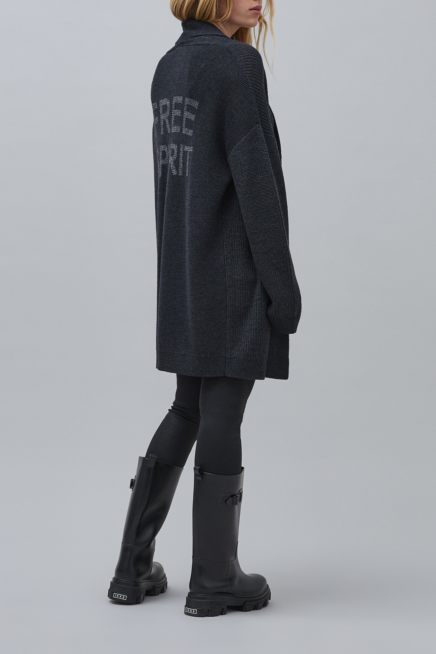 INTARSIA BACK KNIT ANTHRACITE CARDIGAN 4