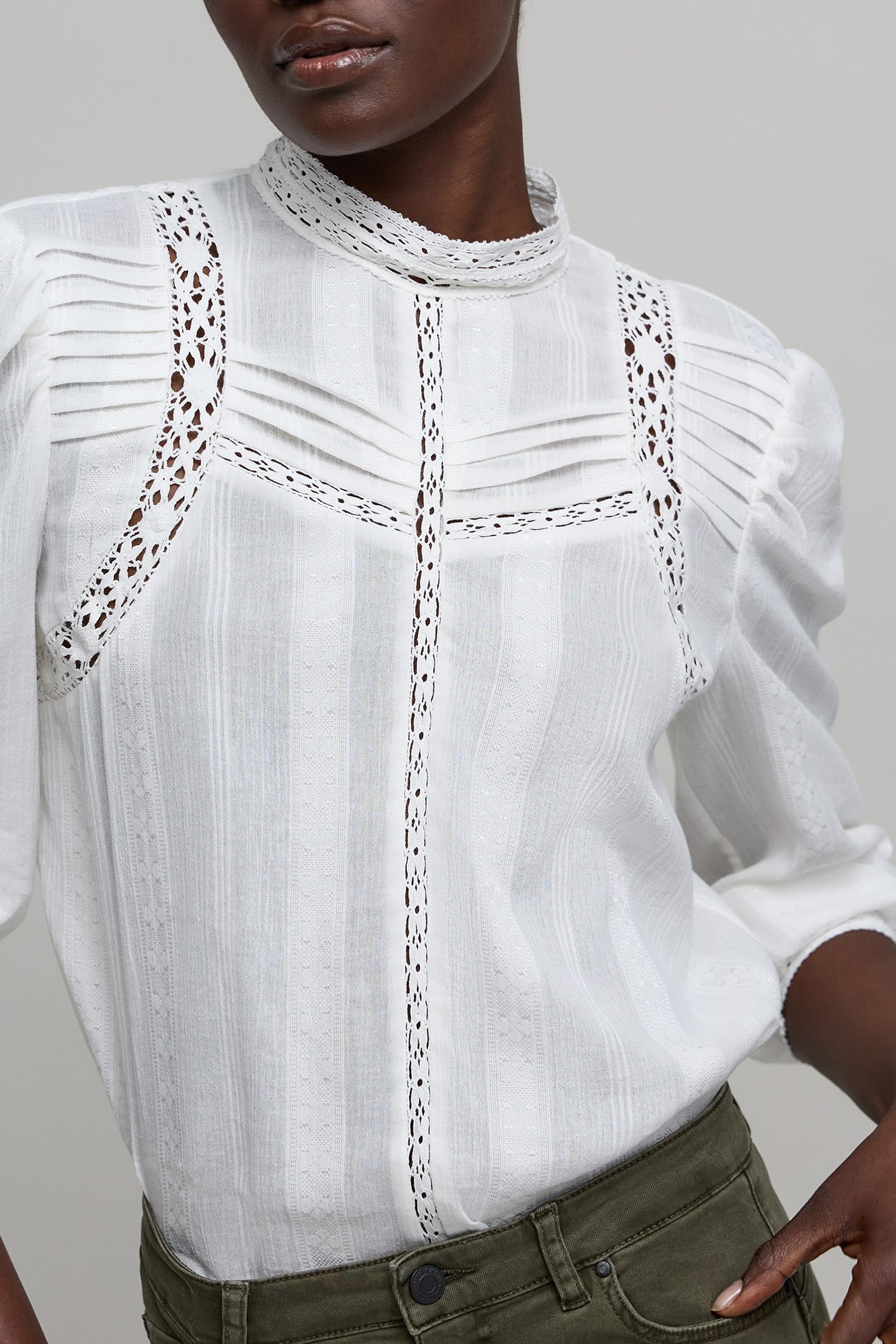 OFF-WHITE BLOUSE WITH PLEATS AND LACE DETAILS 'S 3