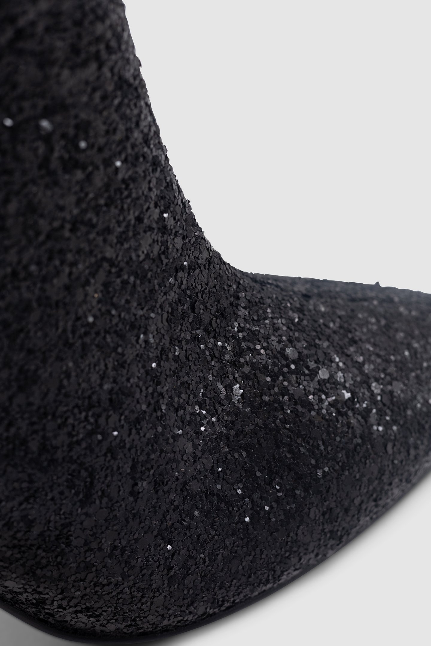 PURE EDITION-BLACK GLITTER HEELED BOOTIES 7