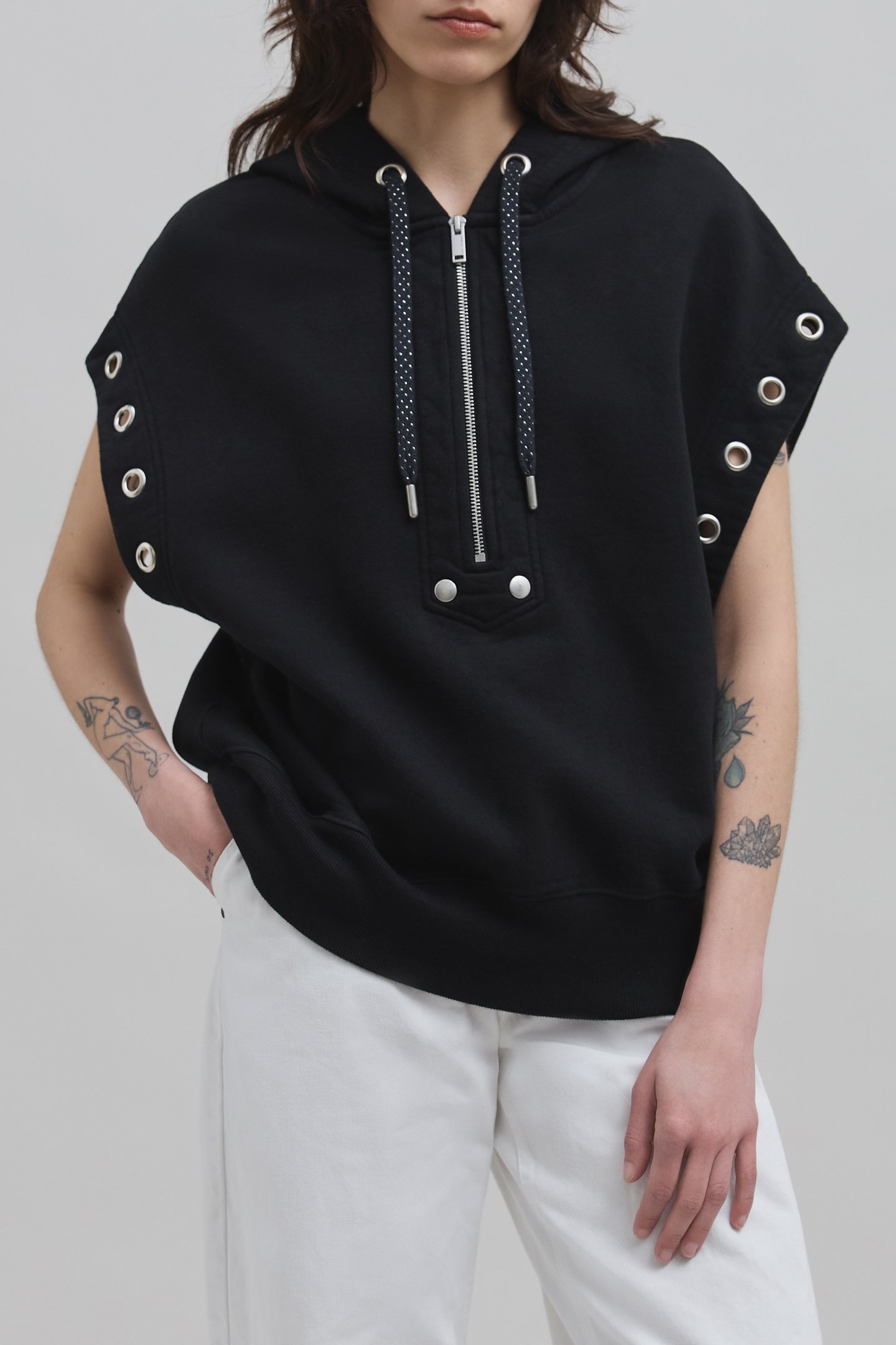 BLACK OVERSIZED COTTON FLEECE SWEATSHIRT 1