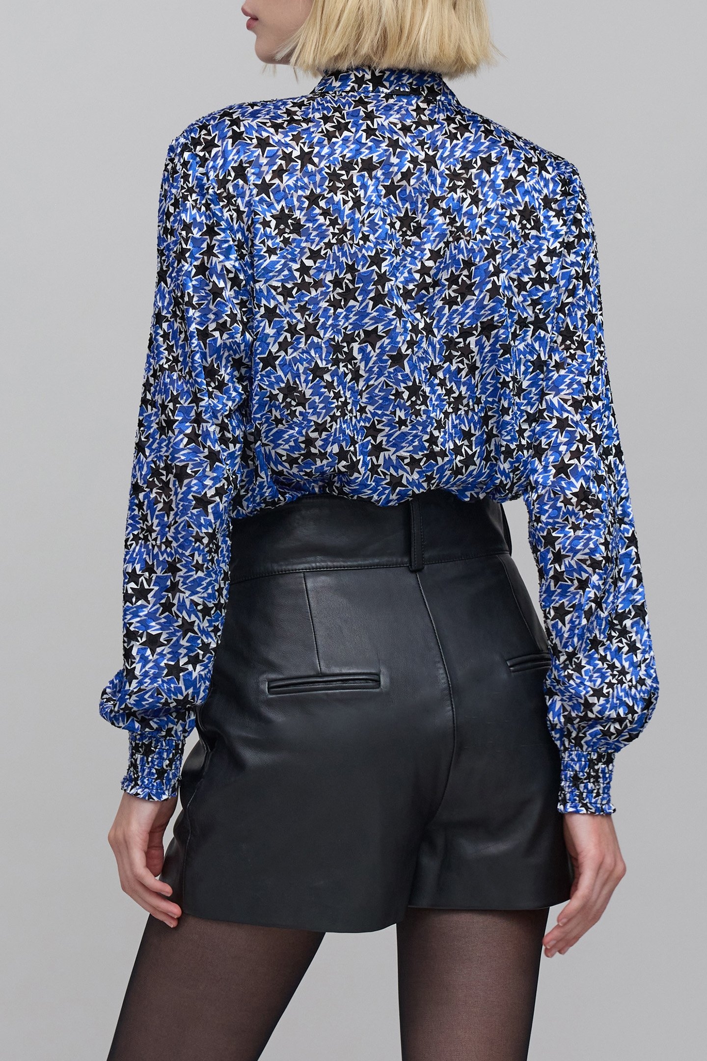 ELECTRIC BLUE STAR AND LIGHTNING PRINT BLOUSE 2
