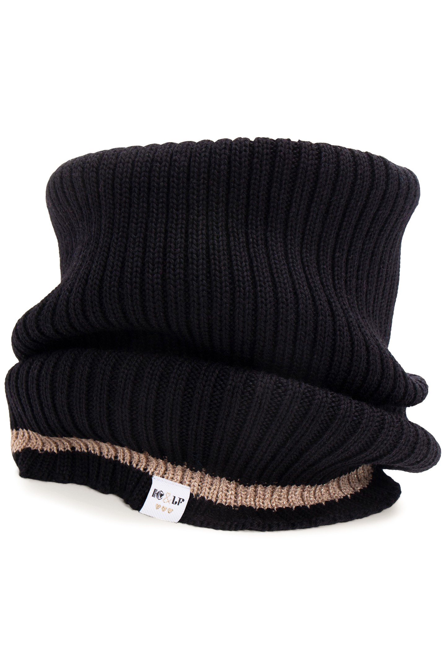 LAFRANÇAISE BLACK RIBBED KNIT SNOOD 1