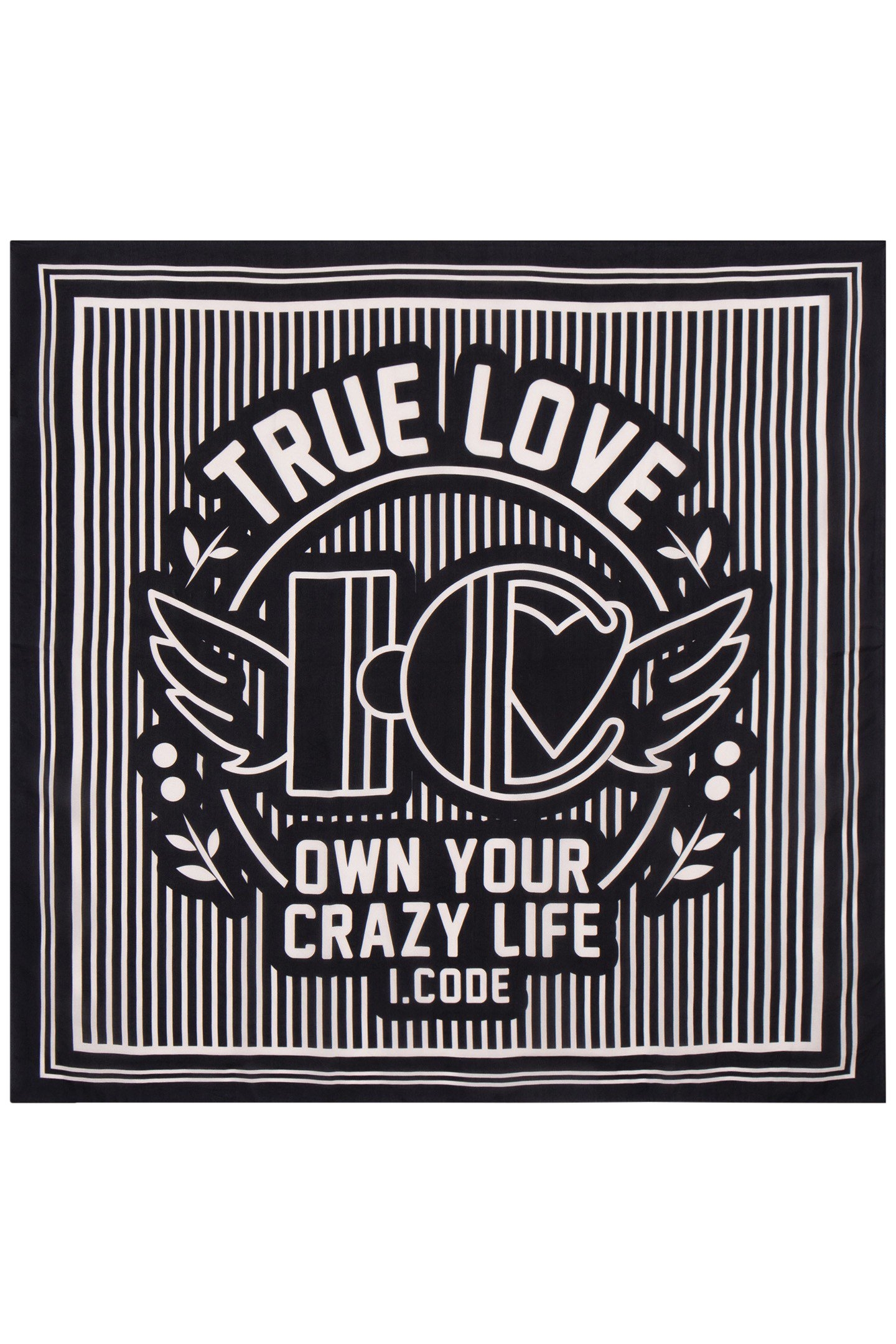 ECRU STRIPED BLACK SQUARE SCARF 1