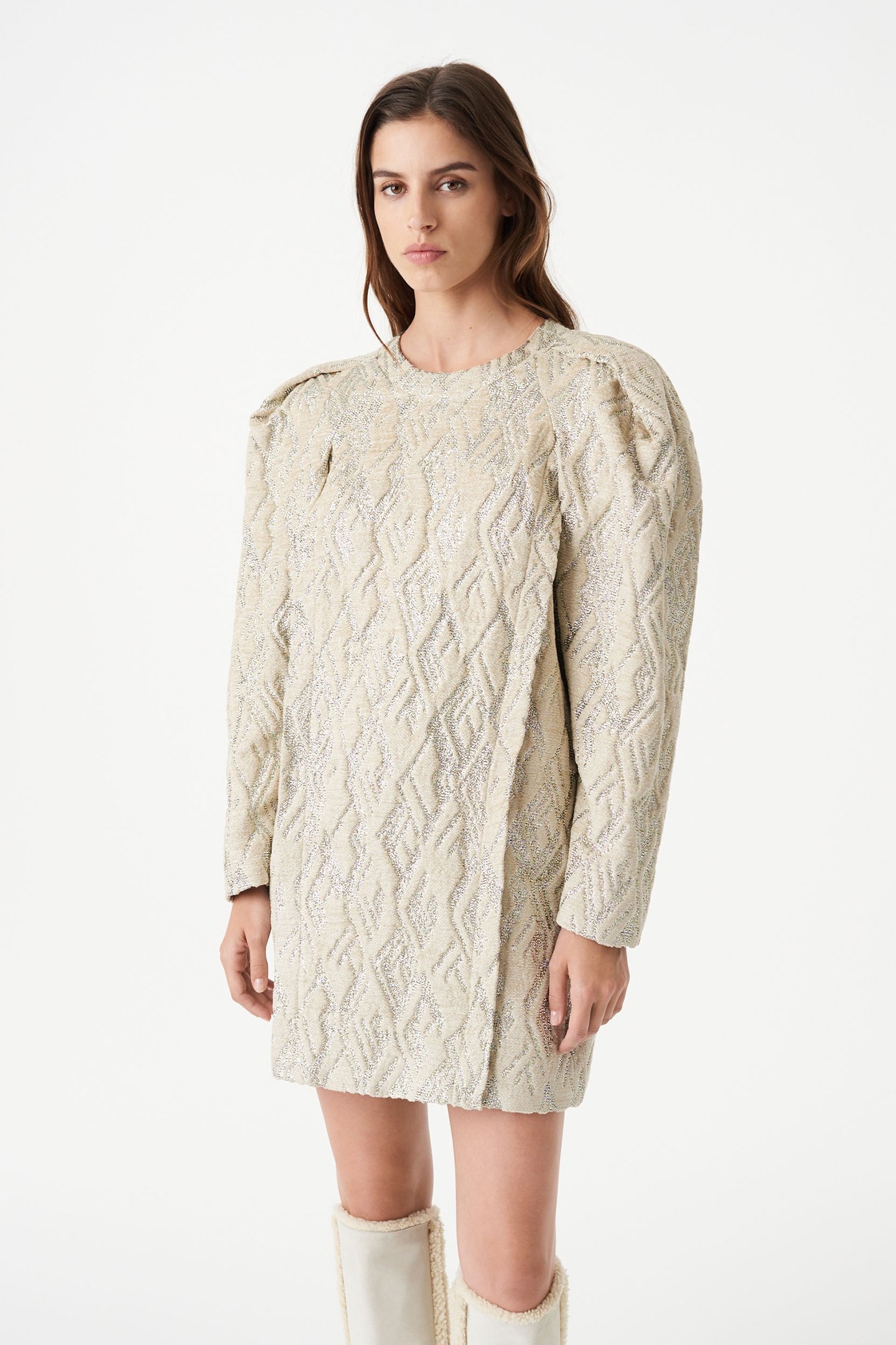 YAHRI DRESS ECRU/GREY 5