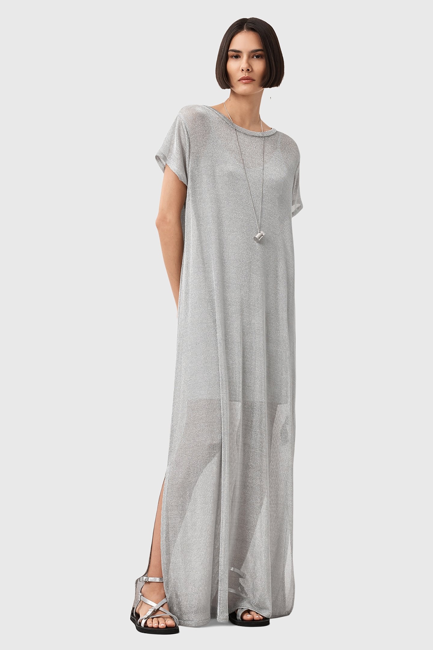 THEA SPARKLE DRESS METALLIC SILVER 1