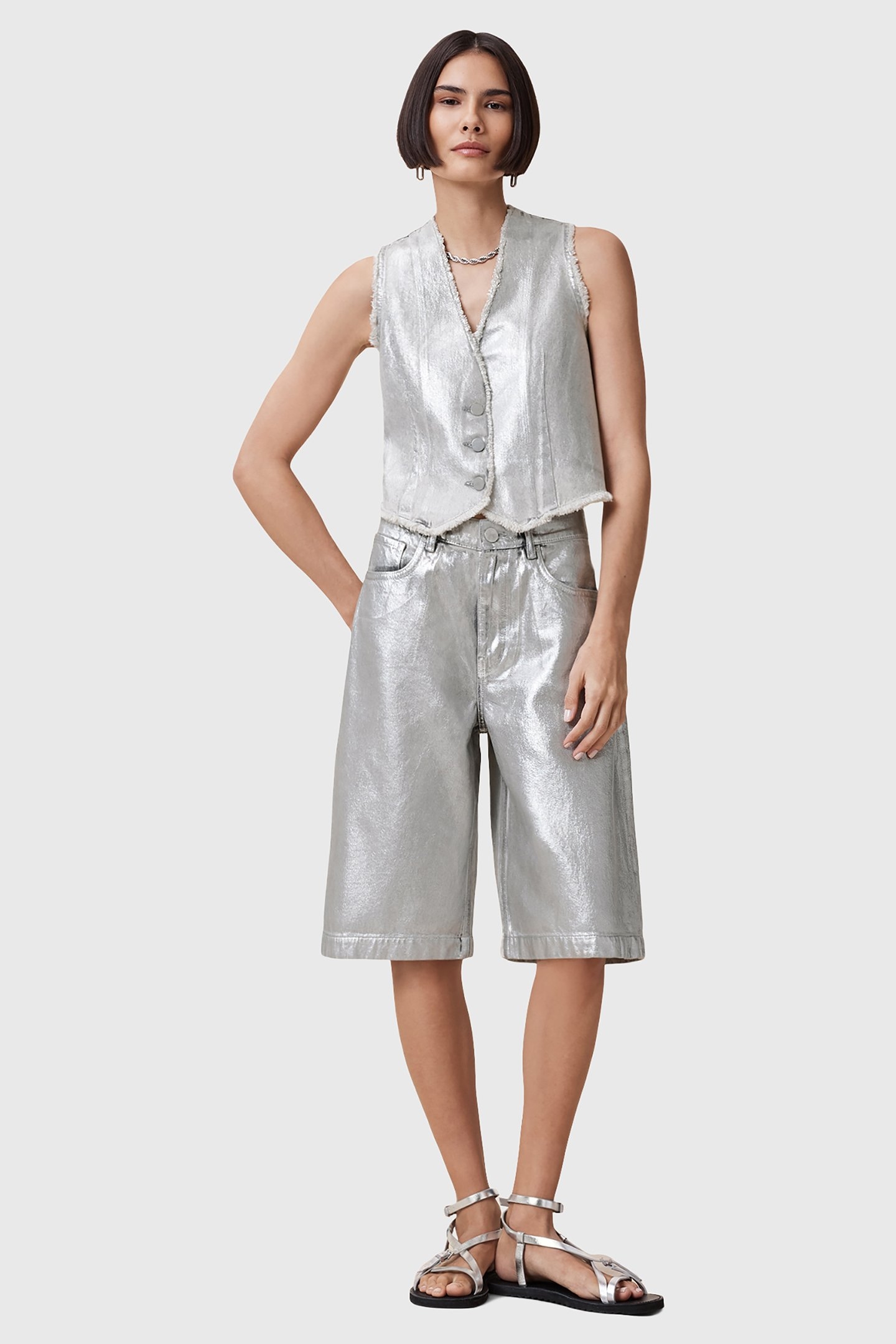 LOUIE LONG SHORT METALLIC SILVER 3