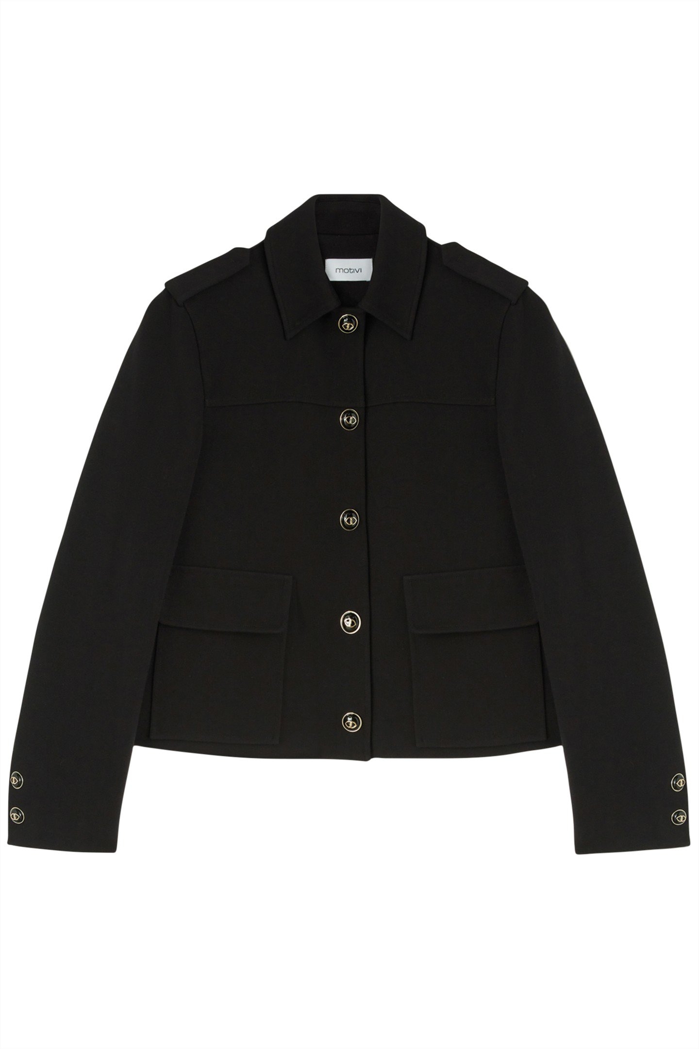 SINGLE-BREASTED JACKET WITH EPAULETTES BLACK 4