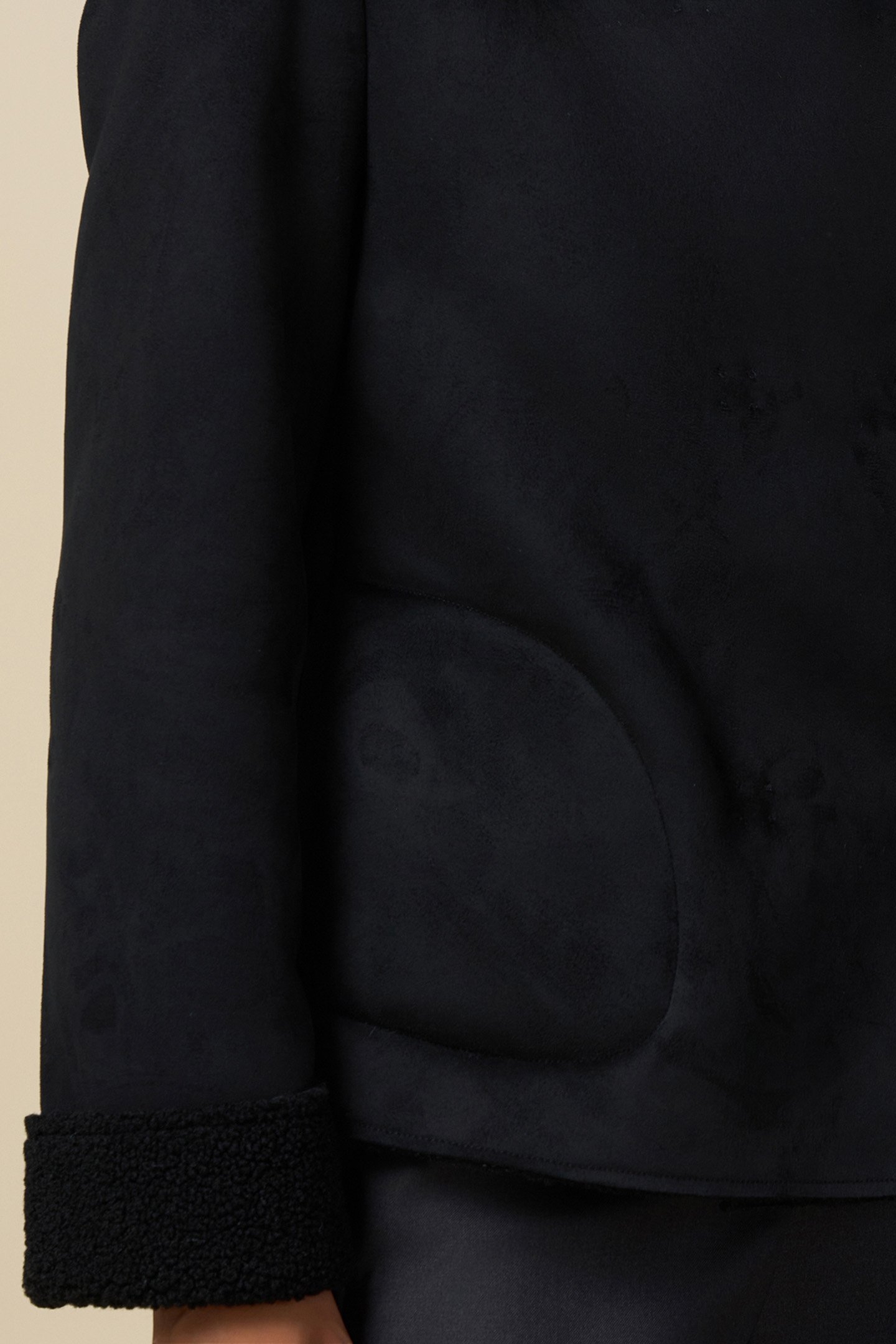 HOODED FAUX SHEEPSKIN JACKET BLACK 4