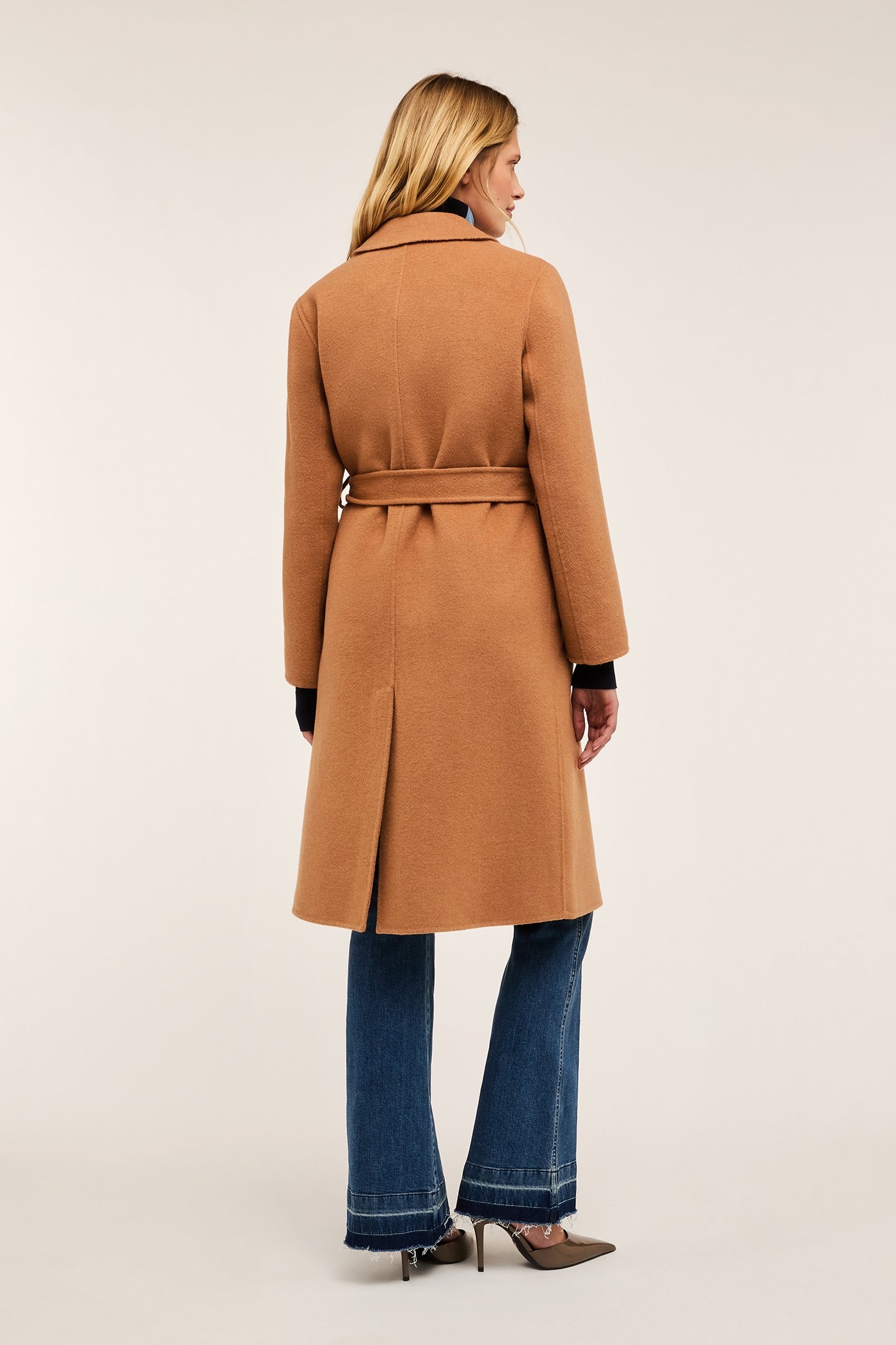 SINGLE-BREASTED DOUBLE CLOTH MIDI COAT BEIGE 2