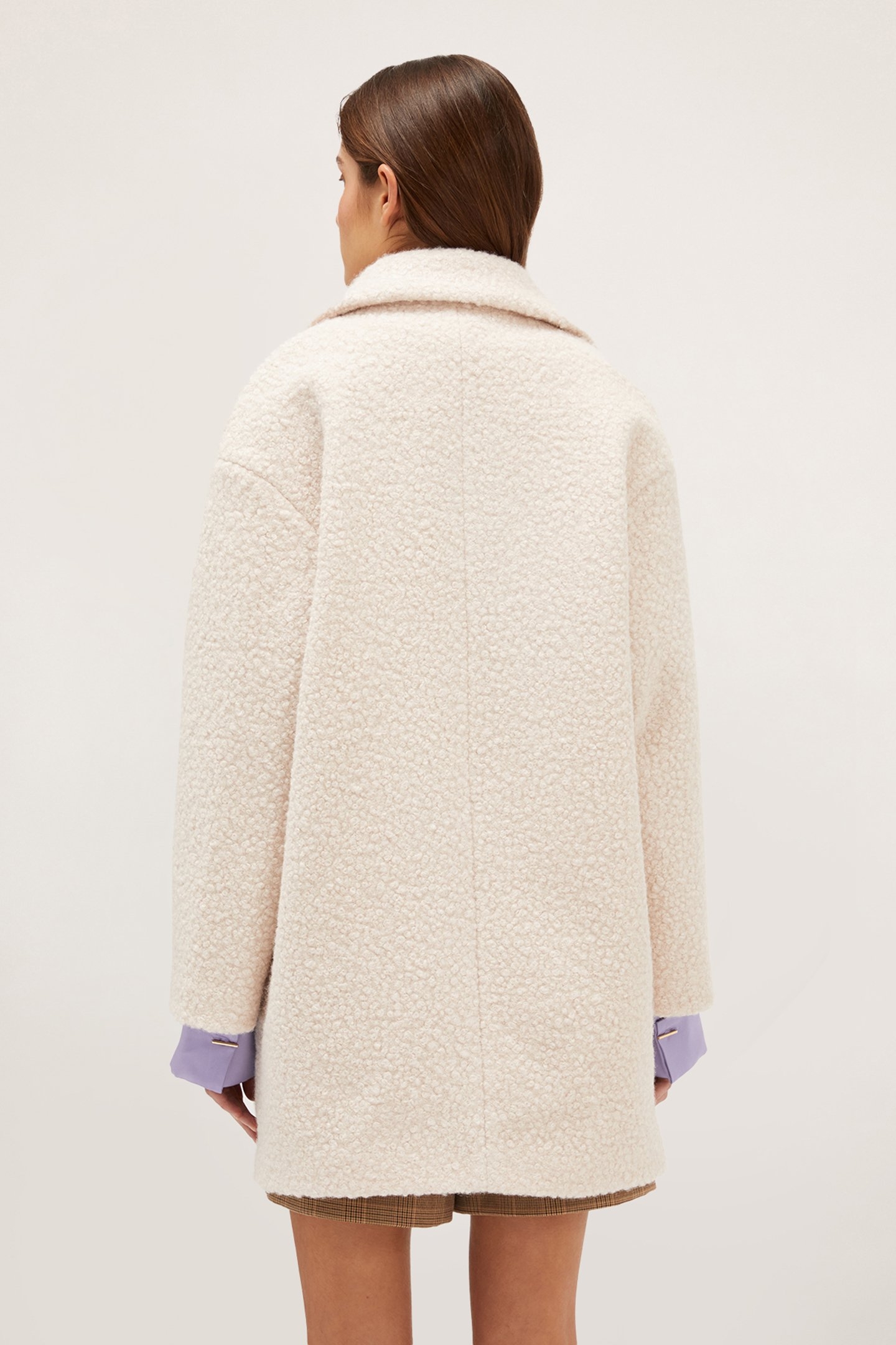 SINGLE-BREASTED BOUCLÉ CLOTH COAT WHITE 2
