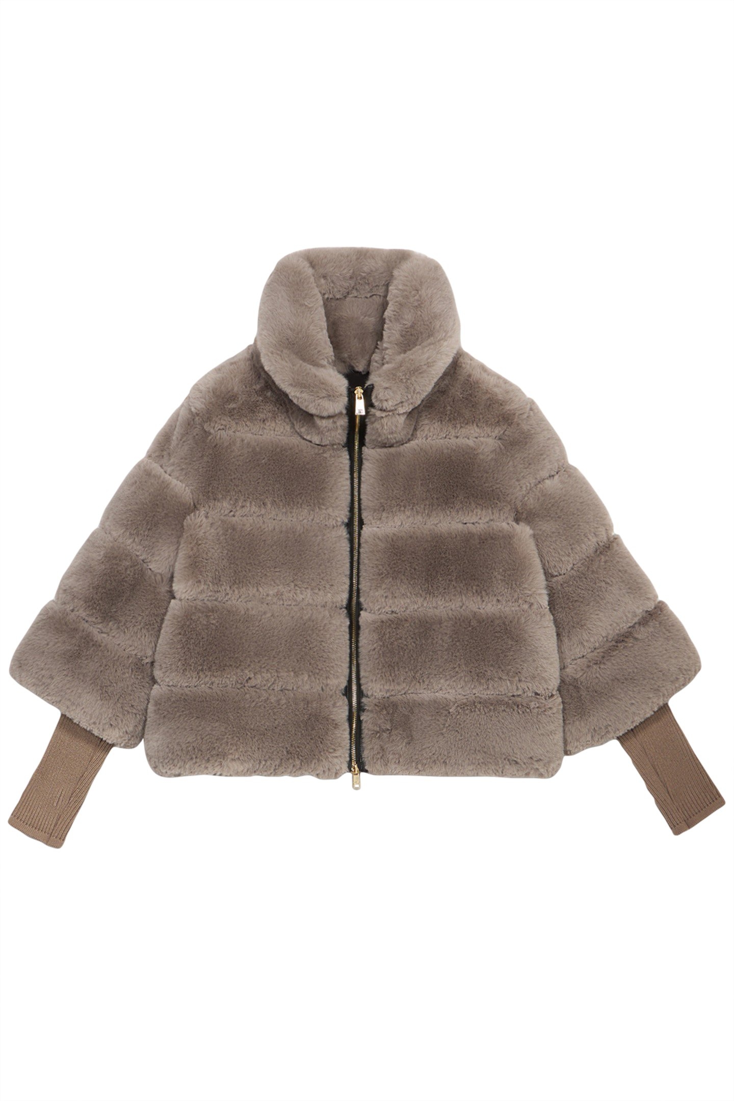 TEDDY JACKET WITH KNIT CUFFS GREY 3