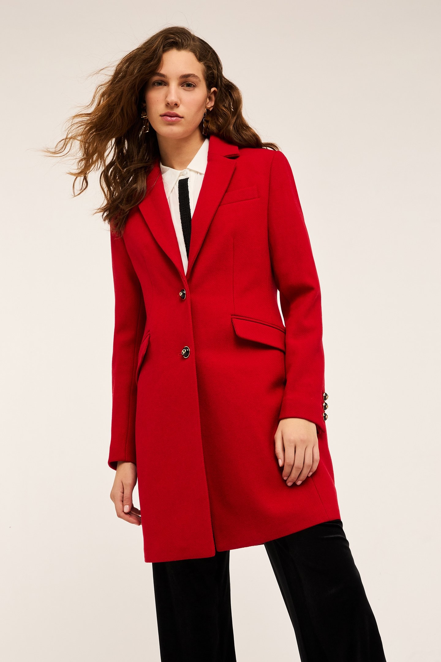 SINGLE-BREASTED WOOL BLEND CLOTH COAT RED 1