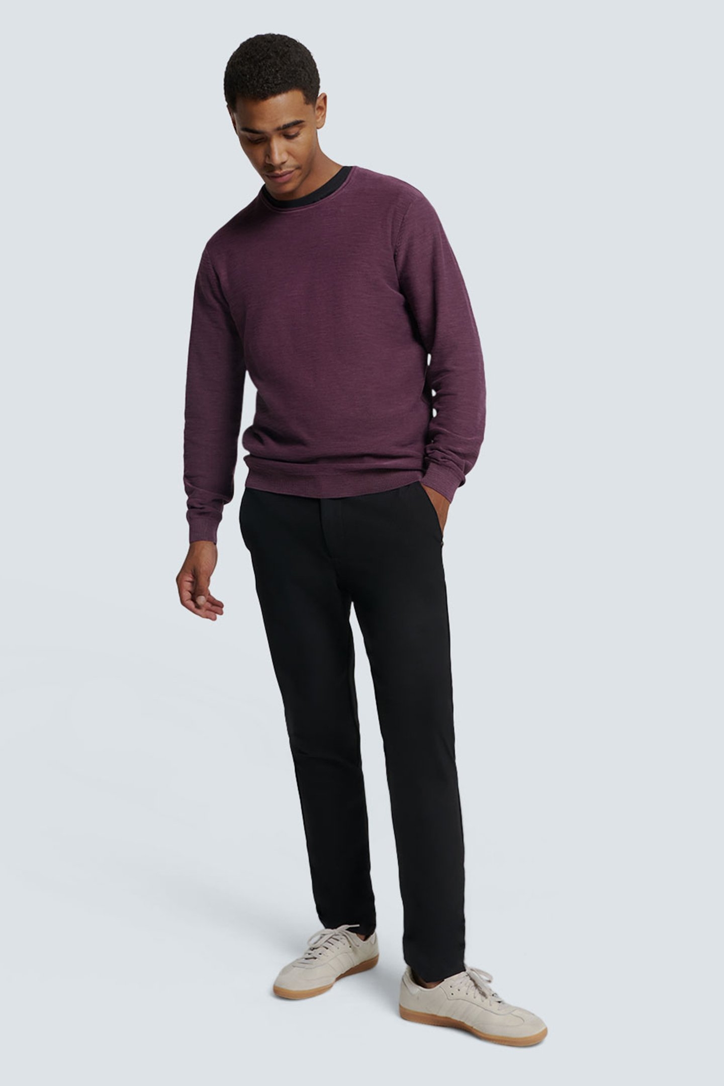 PULLOVER CREWNECK GARMENT DYED + STONE WASHED AUBERGINE 3