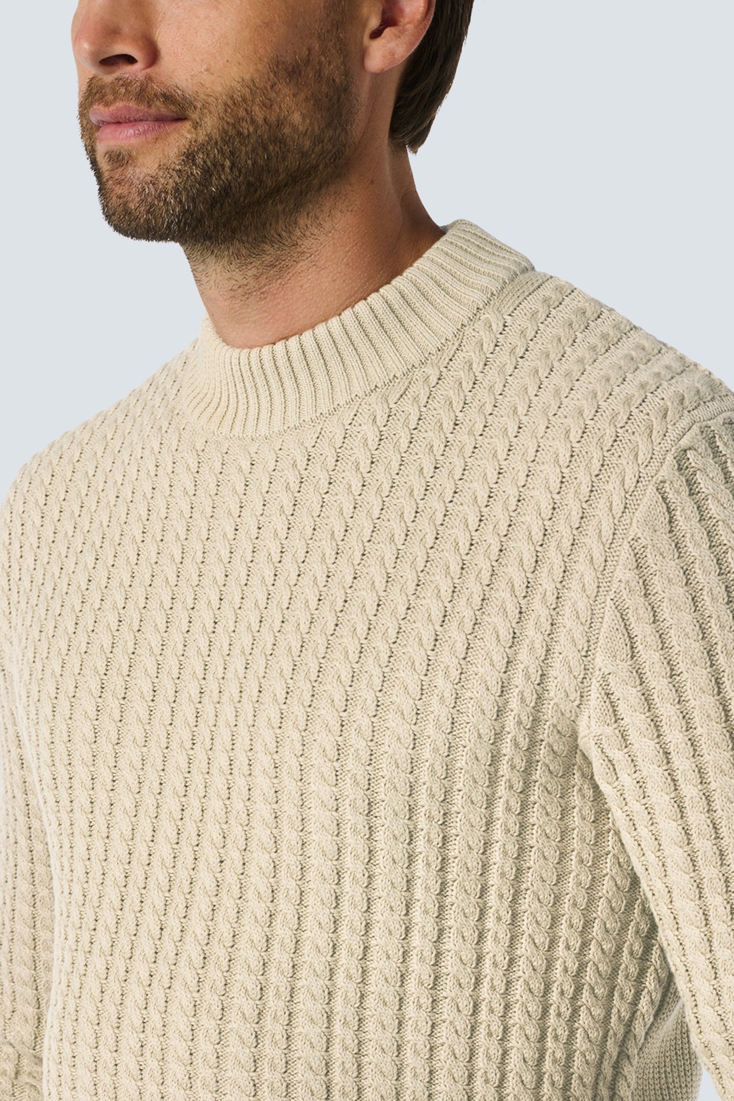 PULLOVER CREWNECK CABLE JACQUARD CEMENT 6