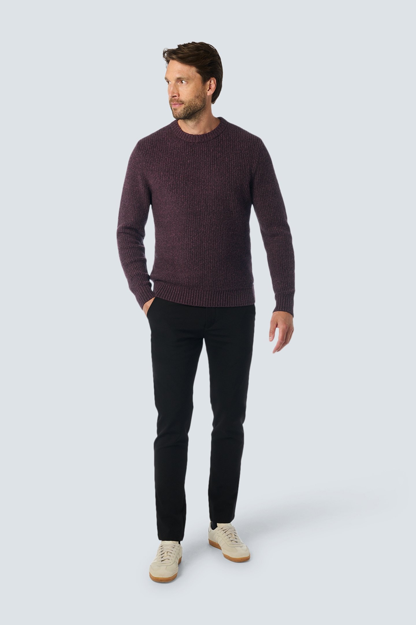 PULLOVER CREWNECK 2 COLOURED SOFT STRETCH AUBERGINE 3