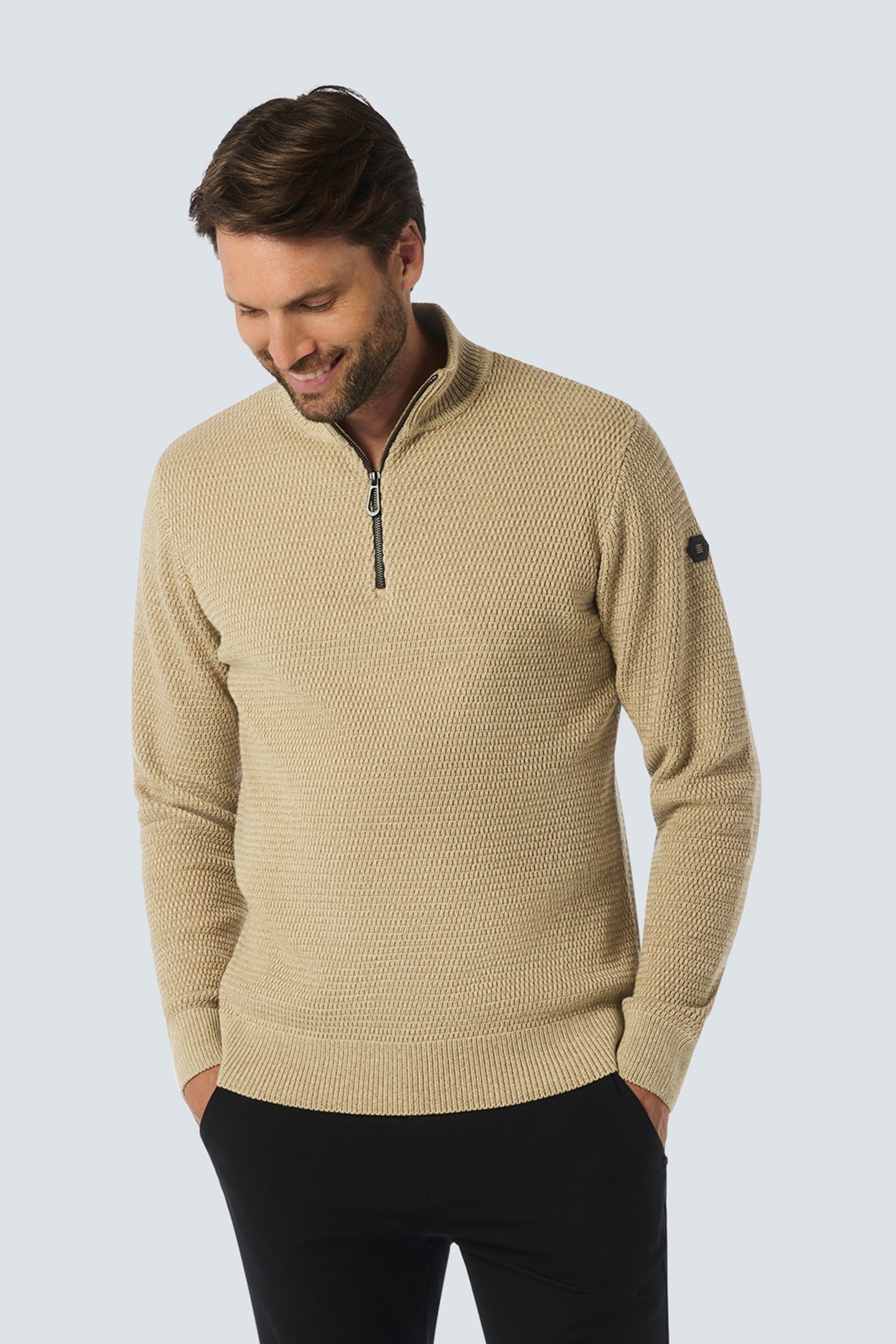 PULLOVER HALF ZIPPER 2 COLOURED MELANGE CEMENT 1