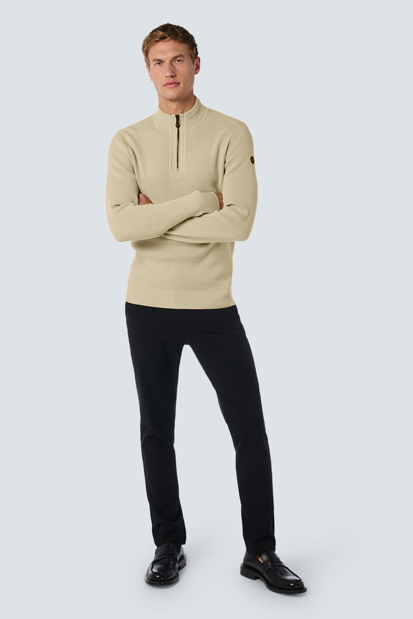 PULLOVER HALF ZIPPER SOLID JACQUARD CEMENT 3