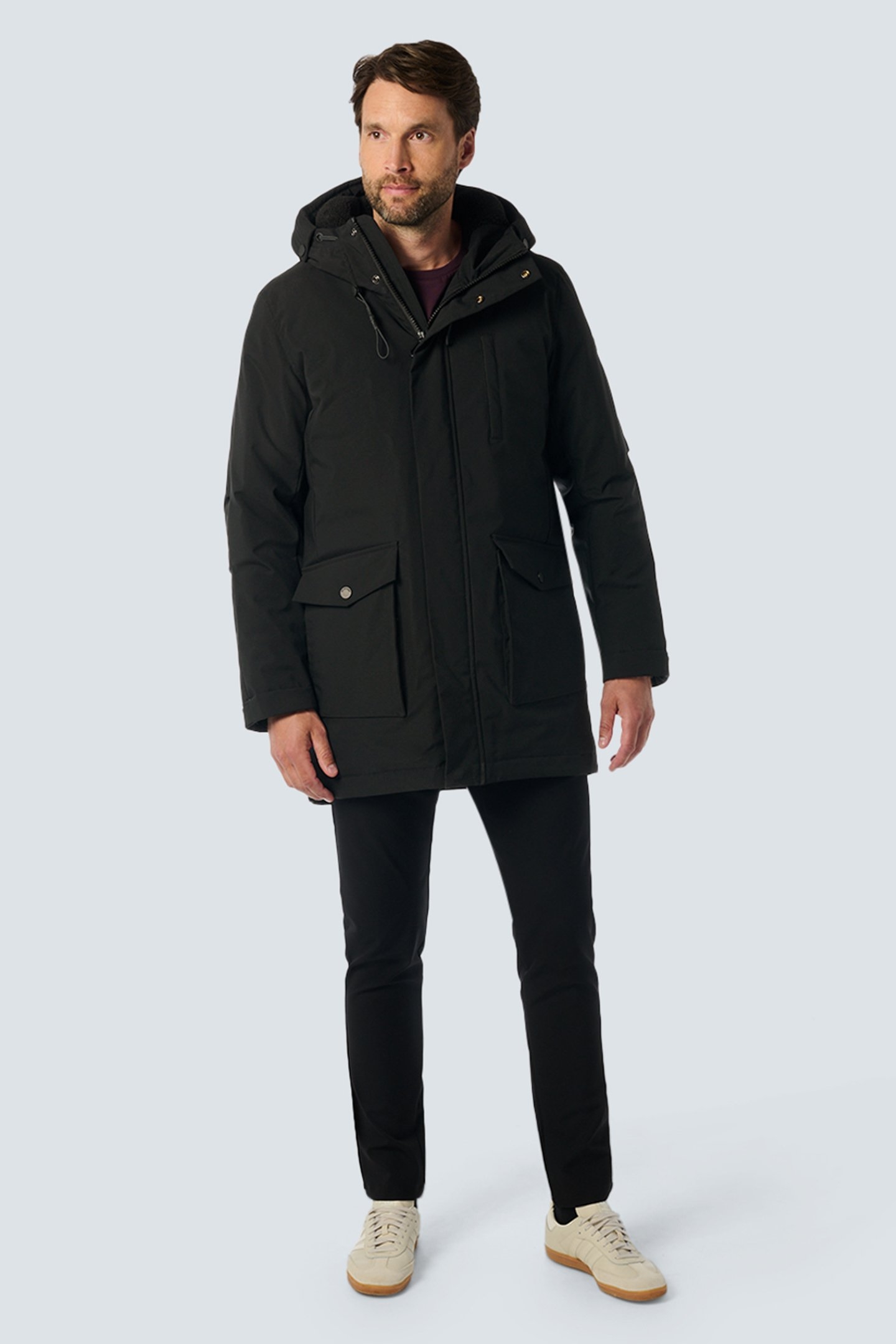 JACKET LONG FIT HOODED BLACK 3