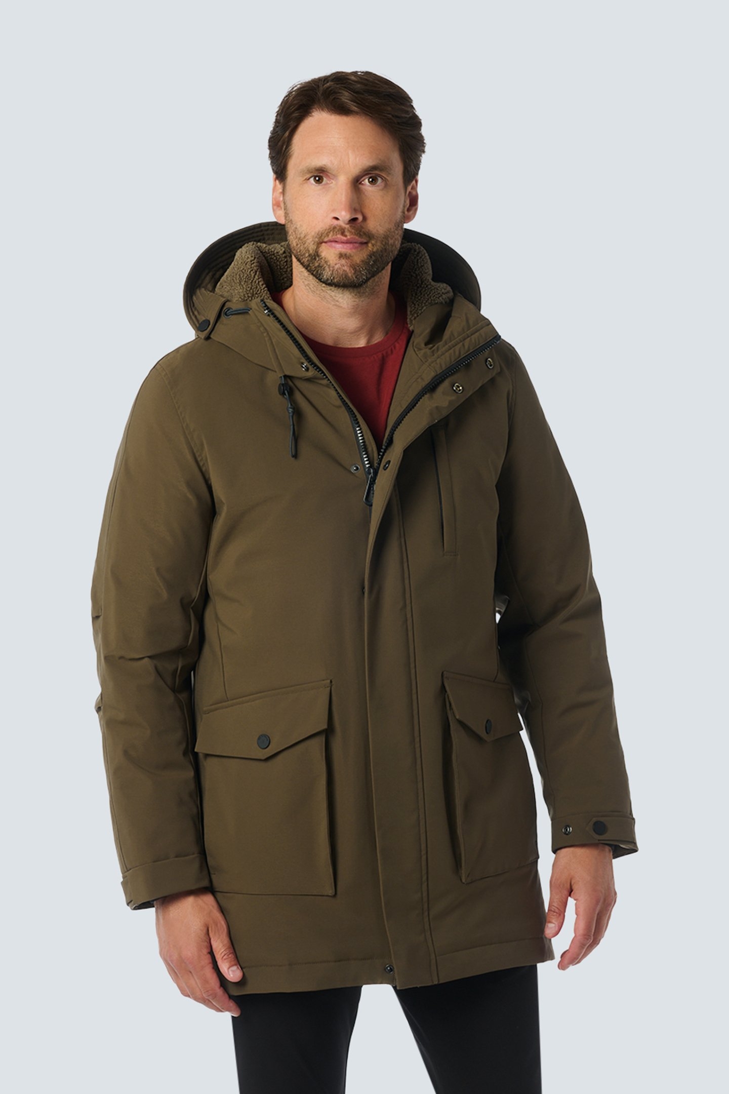 JACKET LONG FIT HOODED TAUPE 1