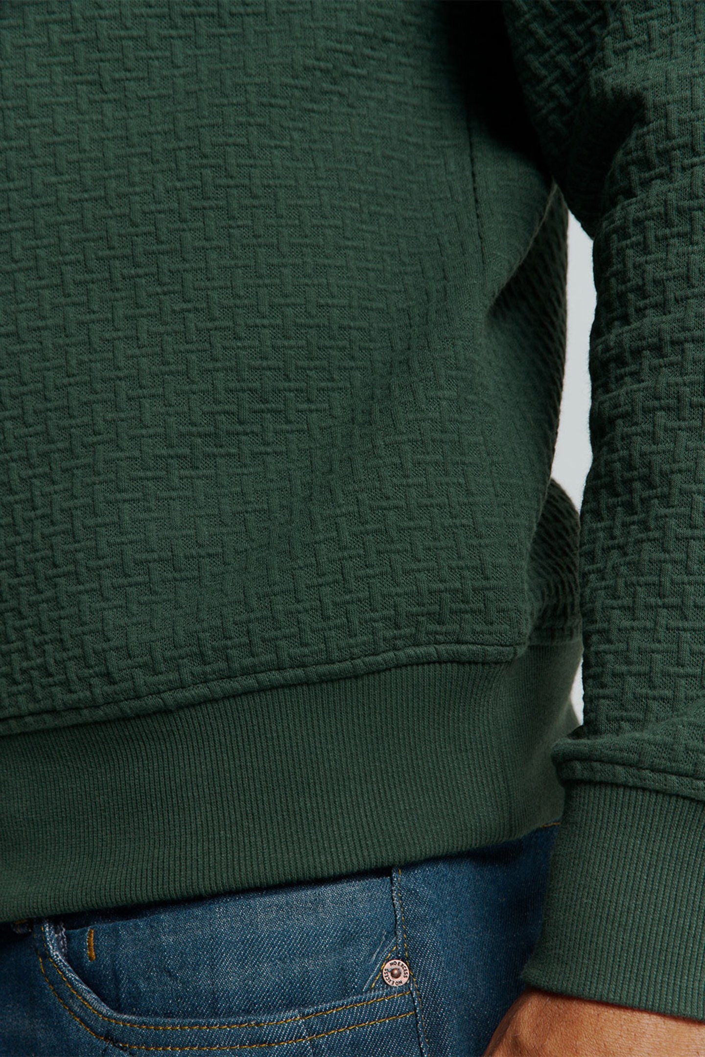 SWEATER CREWNECK DOUBLE LAYER JACQUARD STRETCH DARK GREEN 7