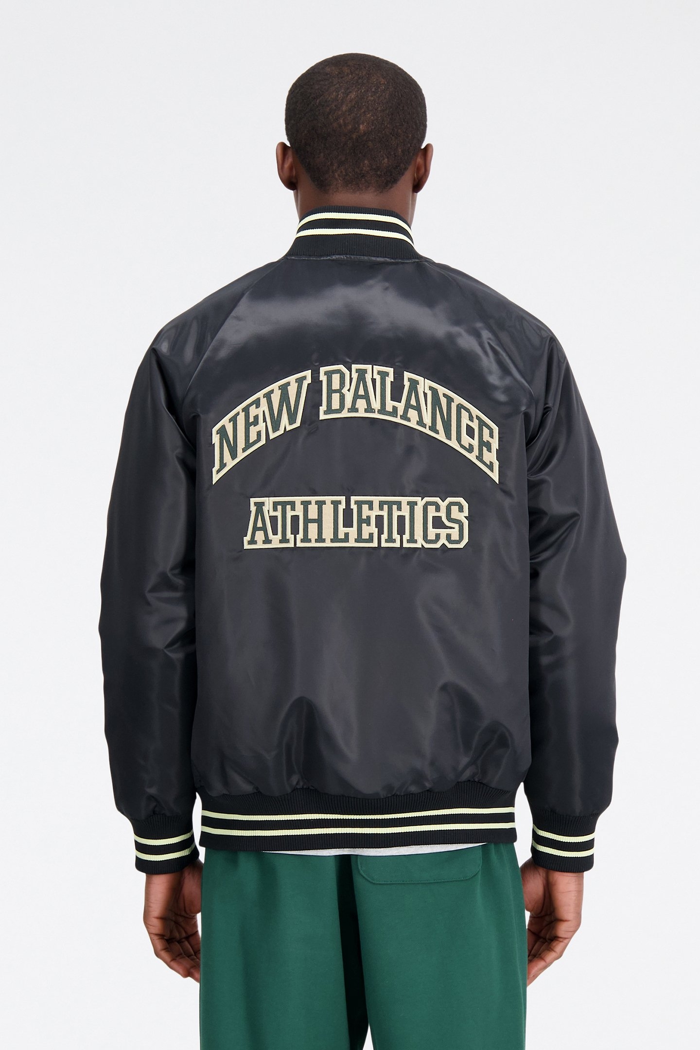 ATHLETICS VARSITY SATIN BOMBER BLACK 2