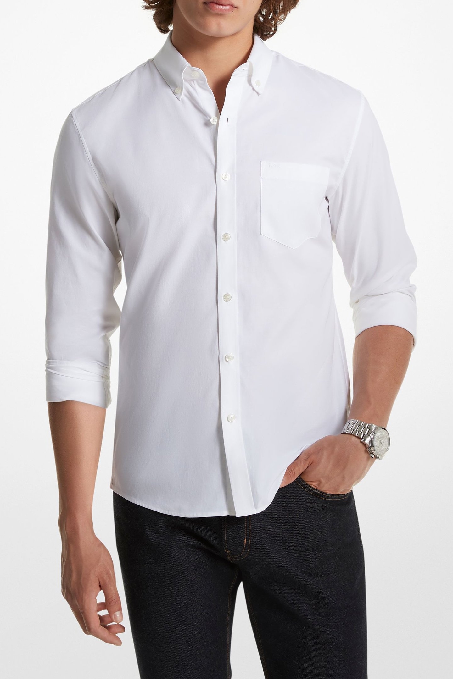 LS SLM BD OXFORD SHIRT WHITE 1