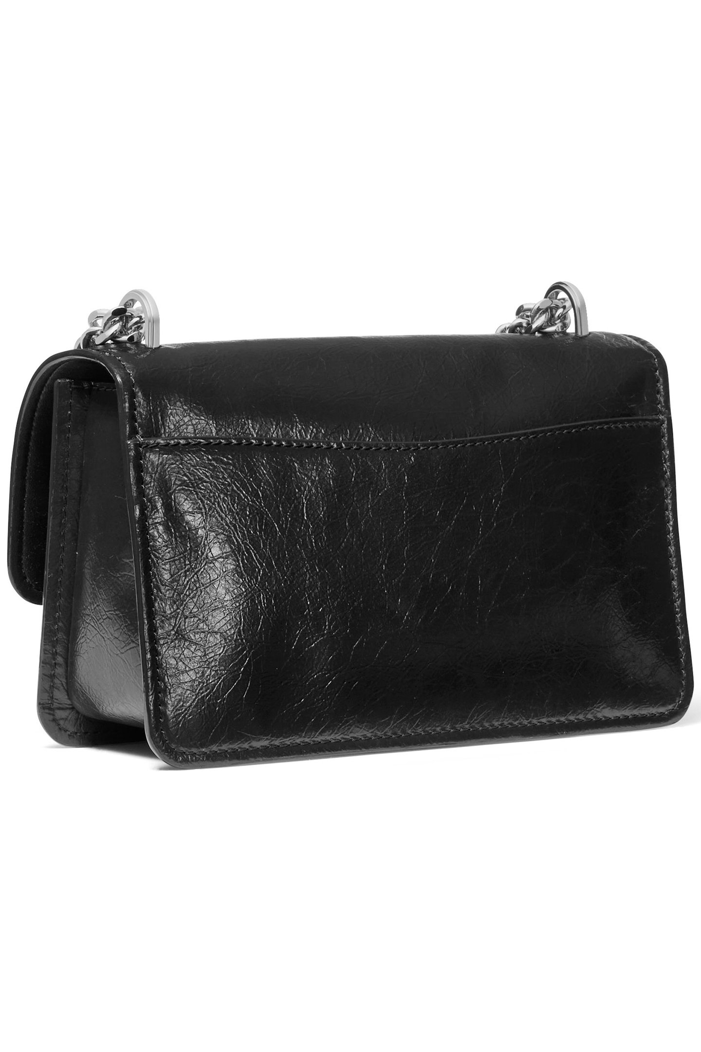 LEATHER SHOULDER BAG WITH CHAIN IN BLACK 3