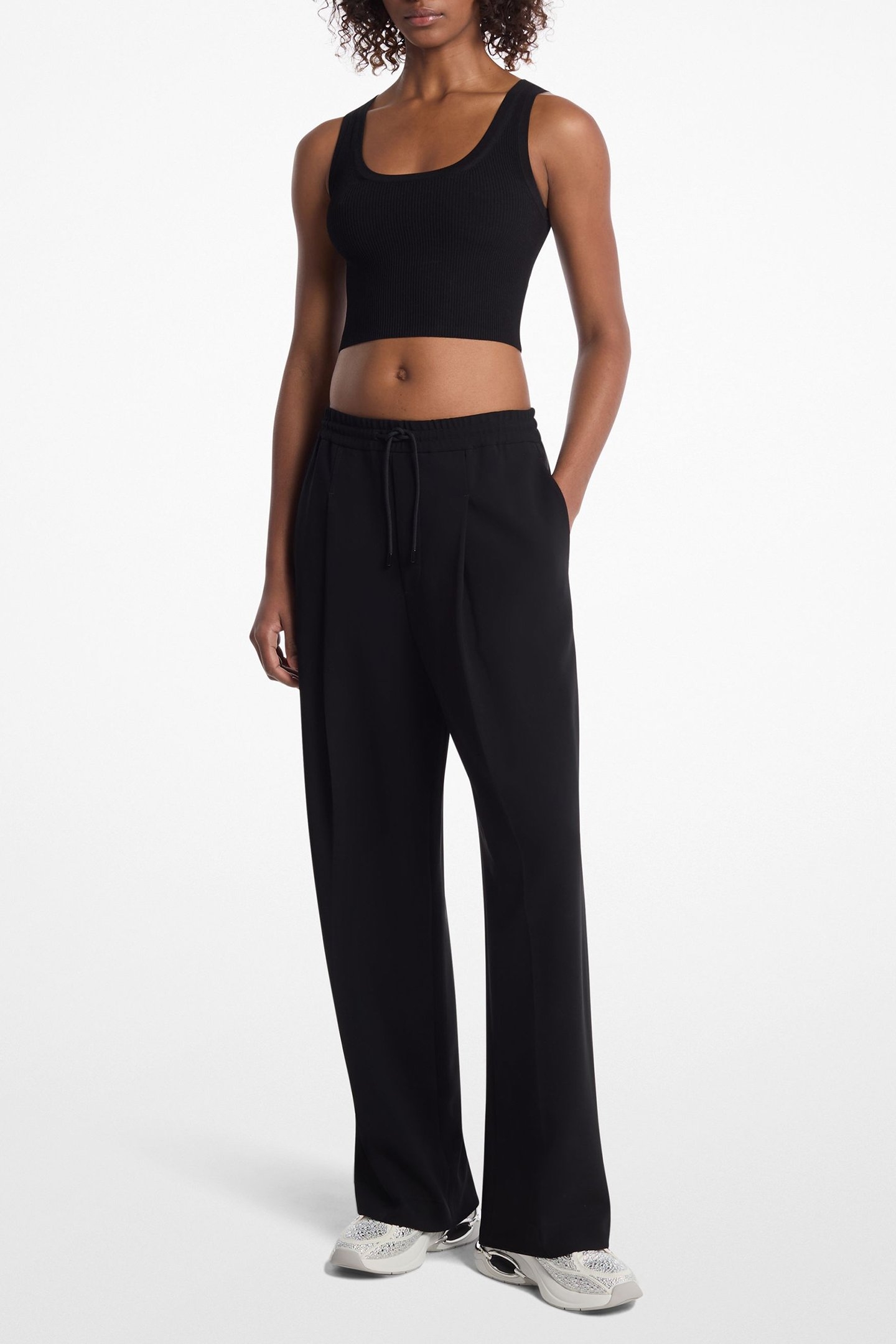 PLEATED TRACK PANT BLACK 1