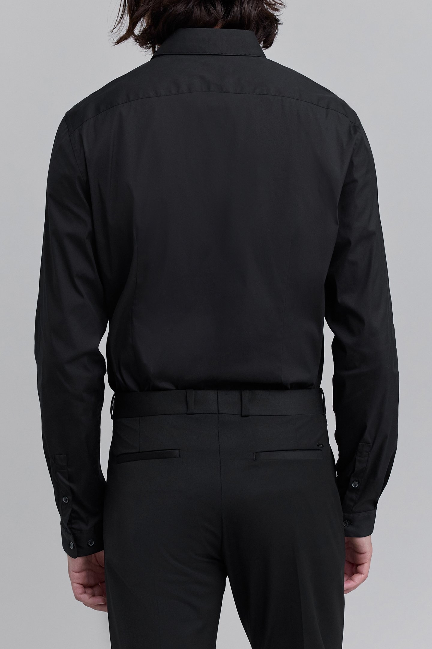 BLACK SLIM SHIRT WITH HIDDEN BUTTONS BLACK 2