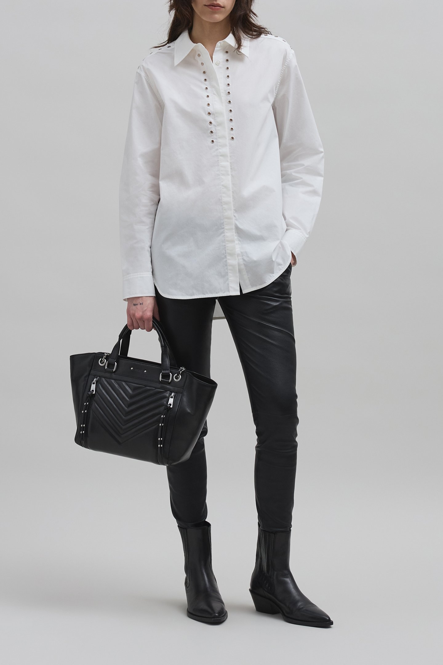 WHITE ORGANIC COTTON SHIRT WITH EYELET DESIGN OFF-WHITE 3