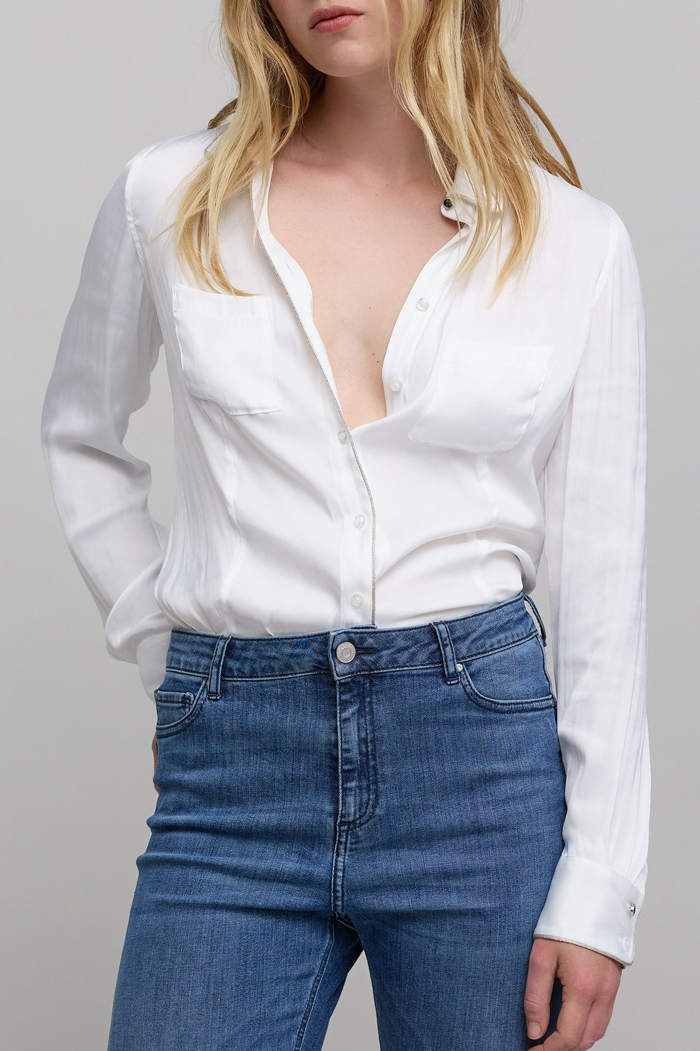 OFF-WHITE CRINKLED SHIRT WITH METALLIC PIPING OFF-WHITE 1