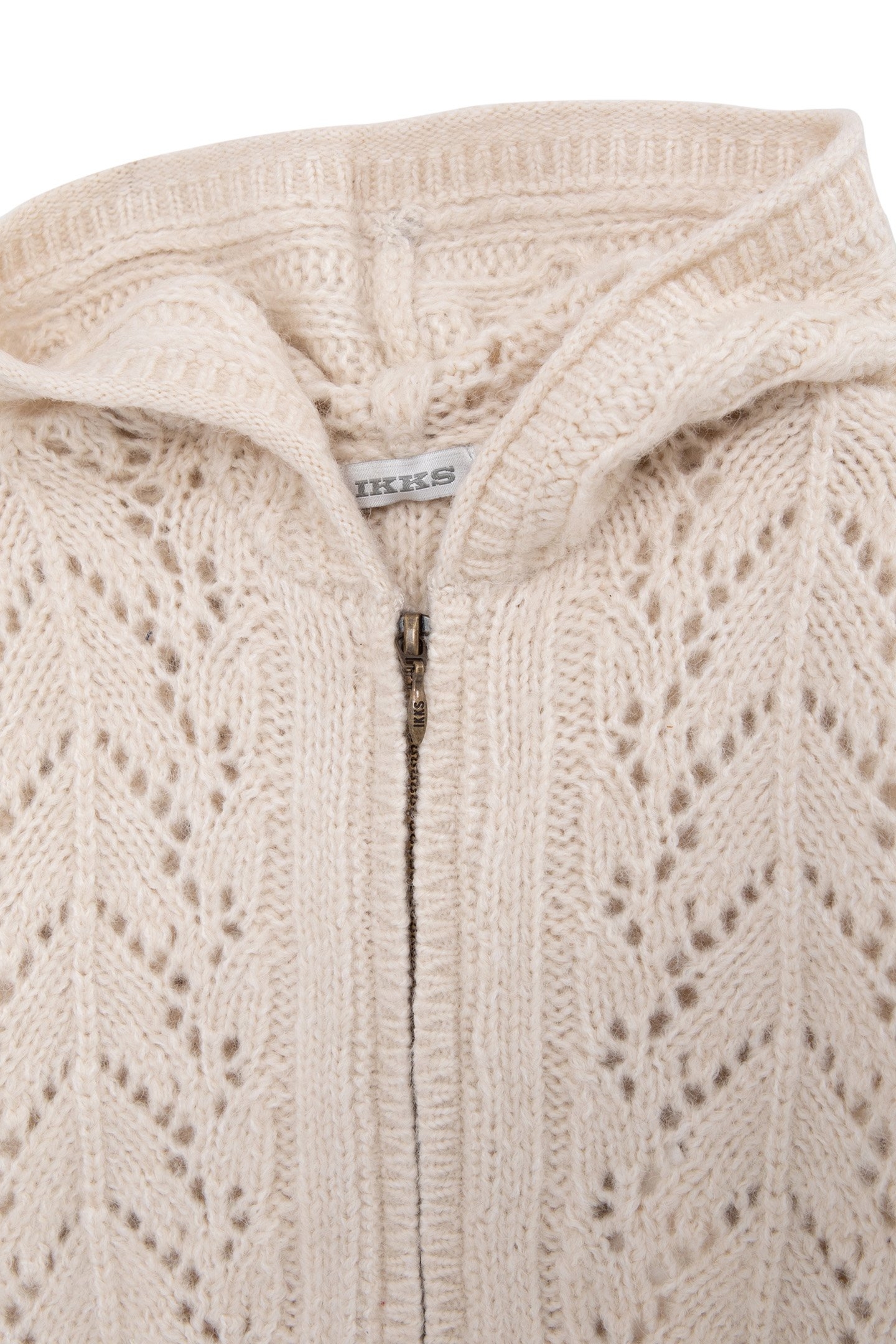 BEIGE ZIP-UP CARDIGAN, OPENWORK KNIT, BABY GIRL 3