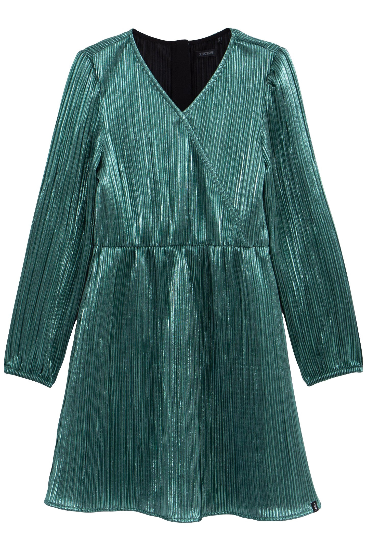 METALLIC EMERALD PLEATED DRESS 2