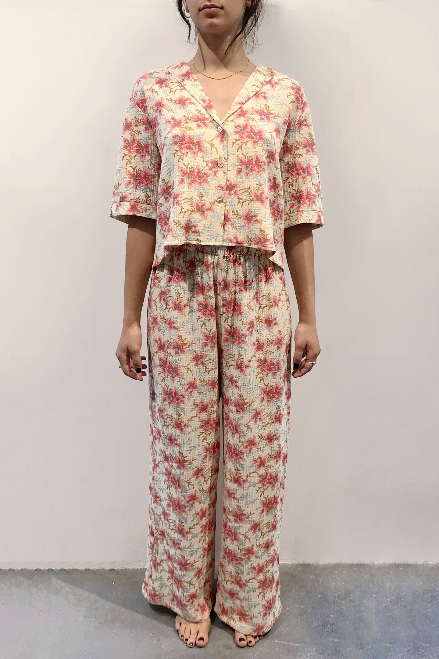 PAJAMAS PANTS MELICIA RASPBERRY FLOWERS 1