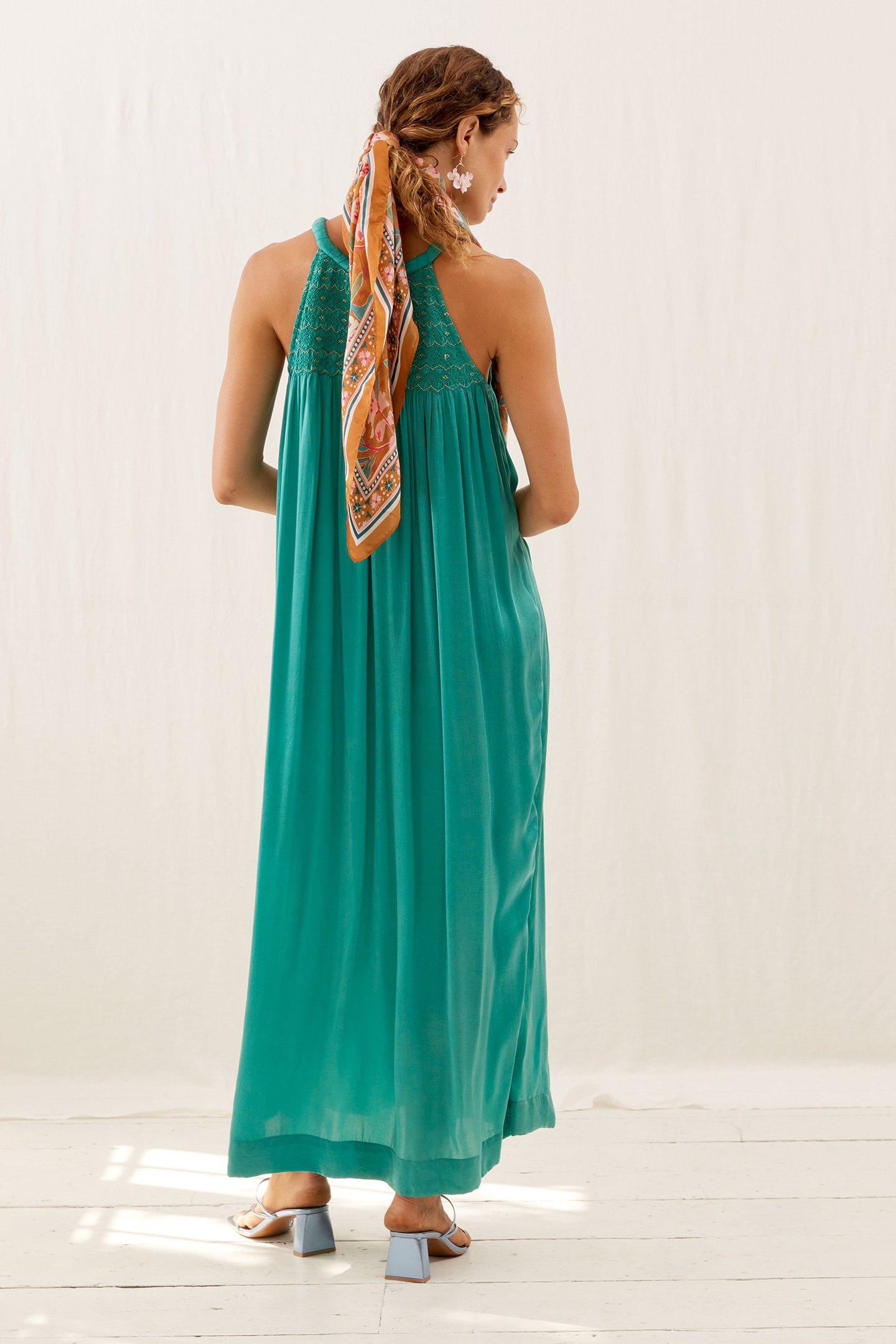 WOVEN SCARF ROMY (100X100) CINNAMON POPPY BLOOM 3