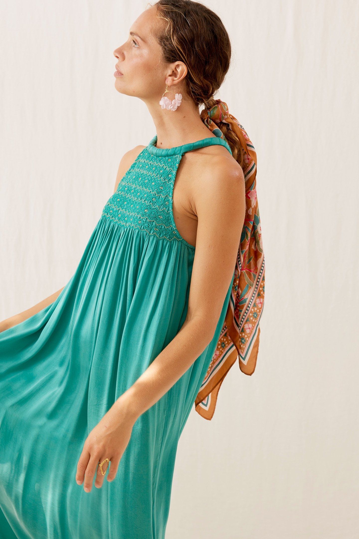 WOVEN SCARF ROMY (100X100) CINNAMON POPPY BLOOM 4