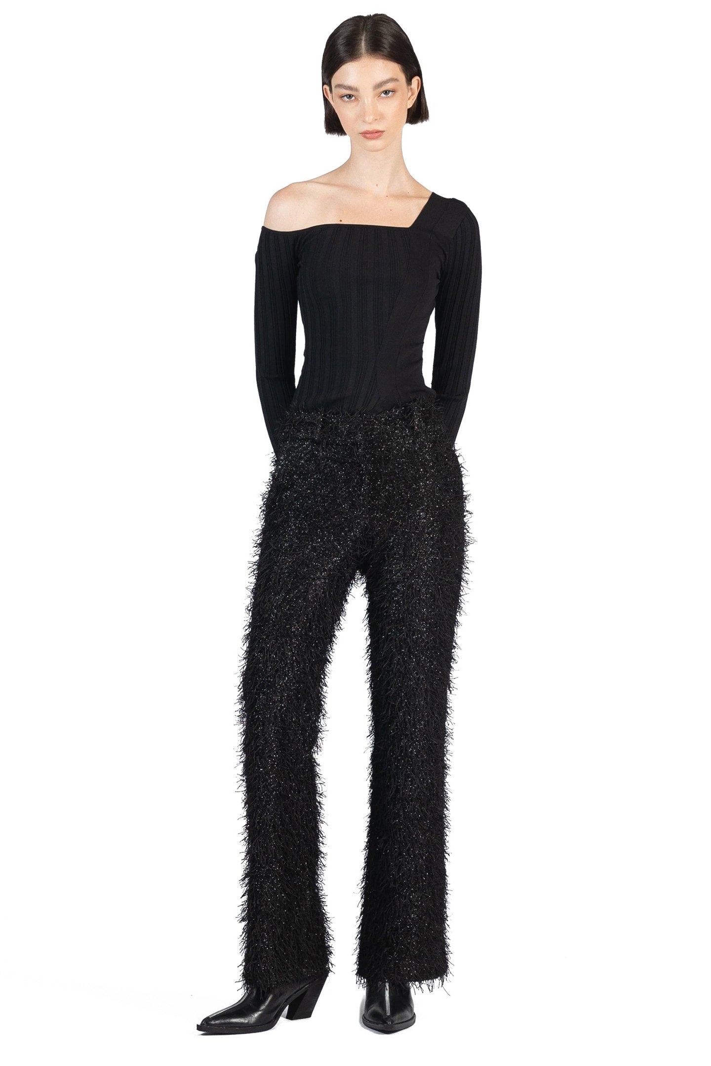 FITTED TAILORED TROUSERS BLACK 1