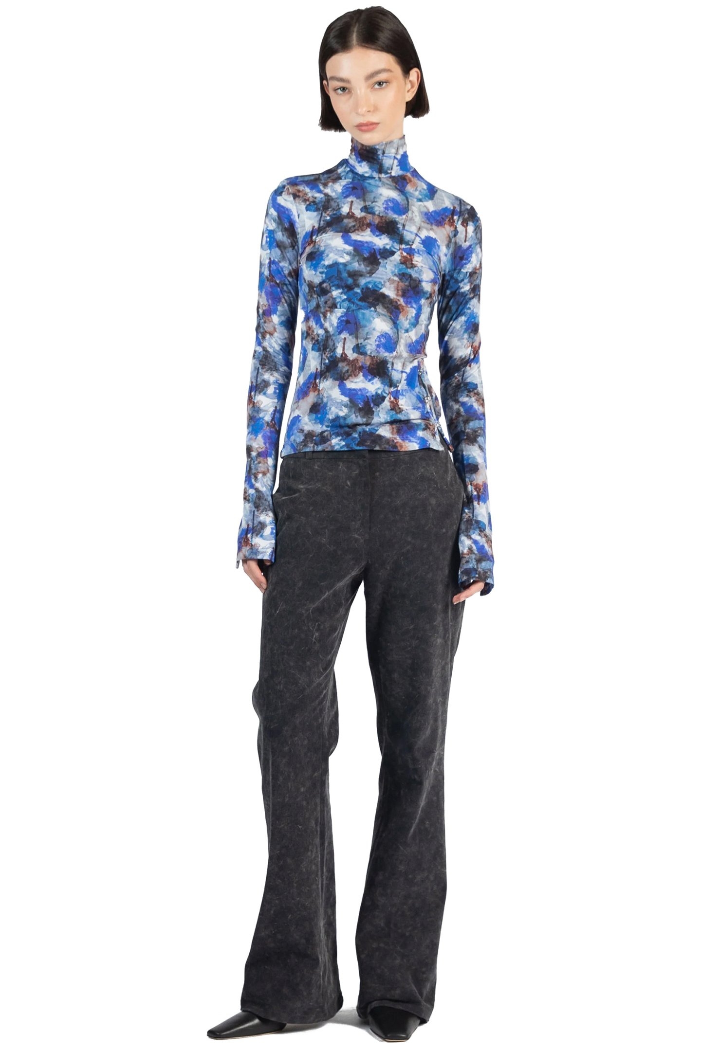 FITTED TAILORED TROUSERS WASHED GREY 1