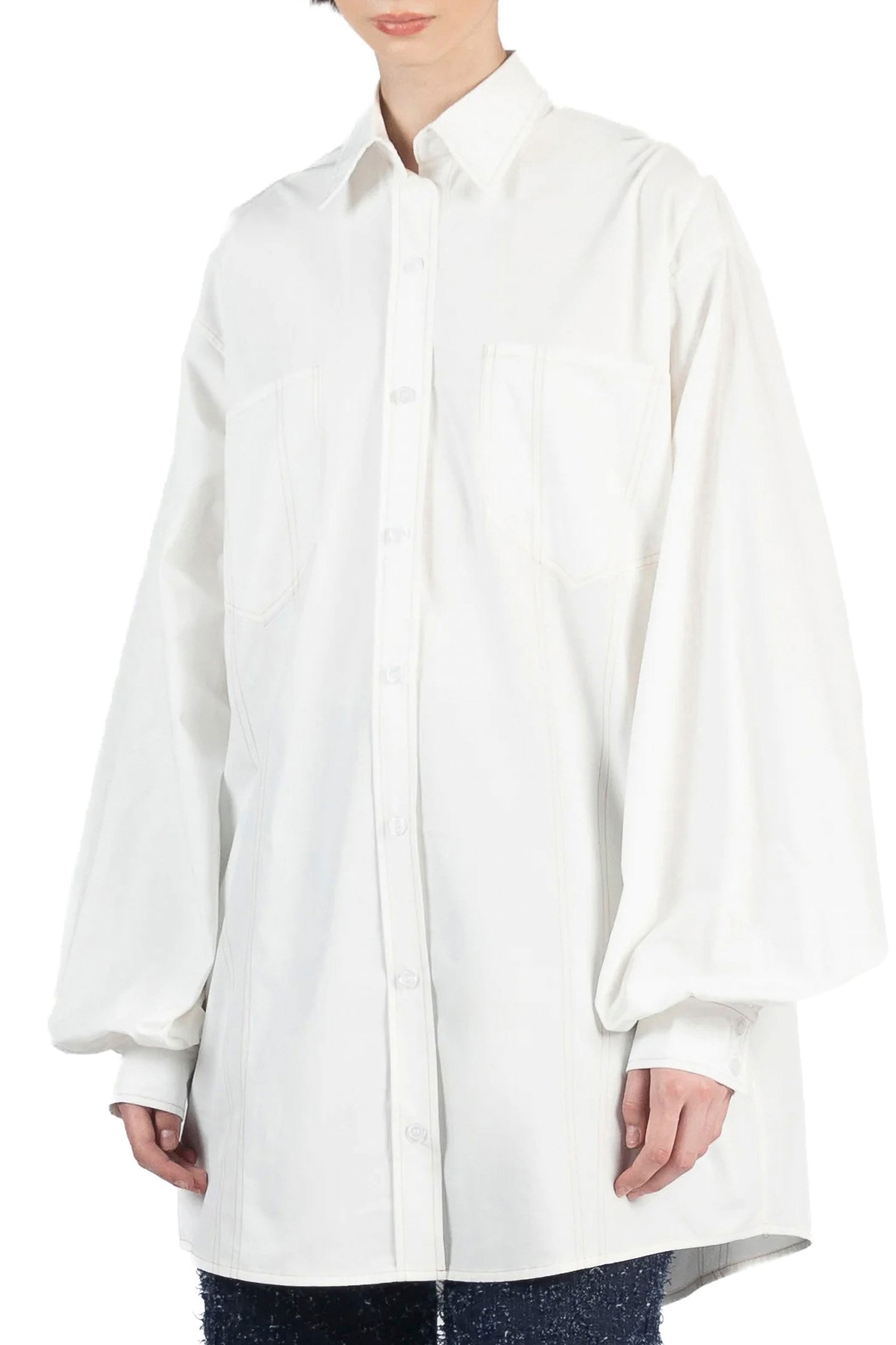 OVERSIZED SHIRT WITH STITCHES CORSET WHITE 1