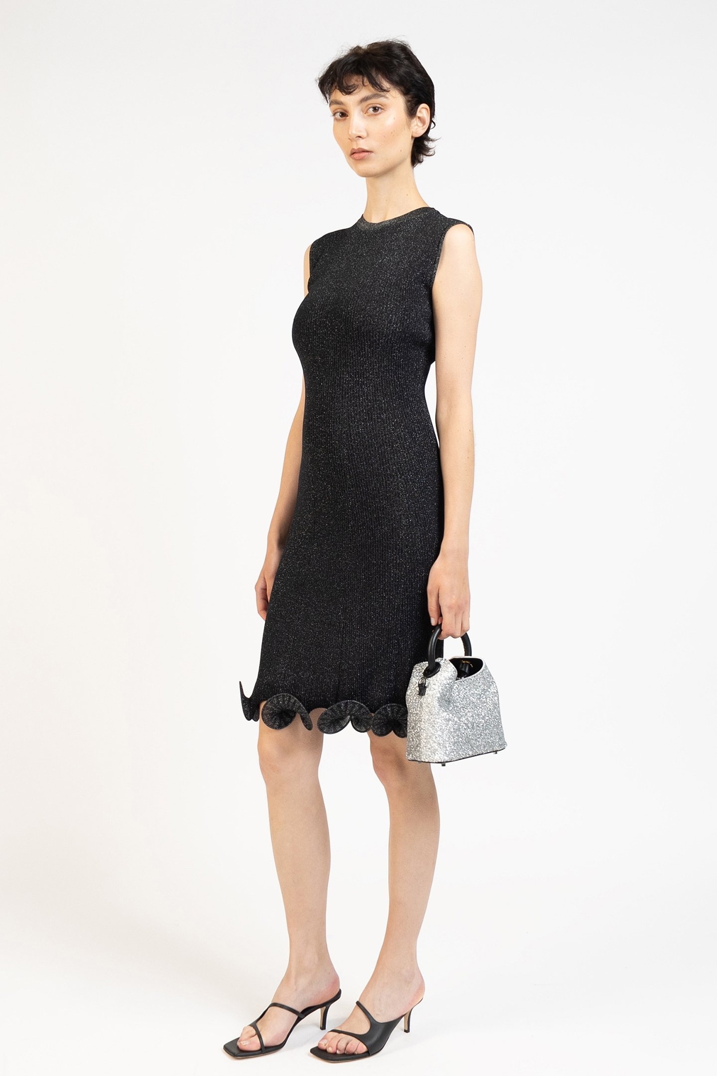 KNIT SLEEVELESS MINI DRESS BLACK LUREX 3