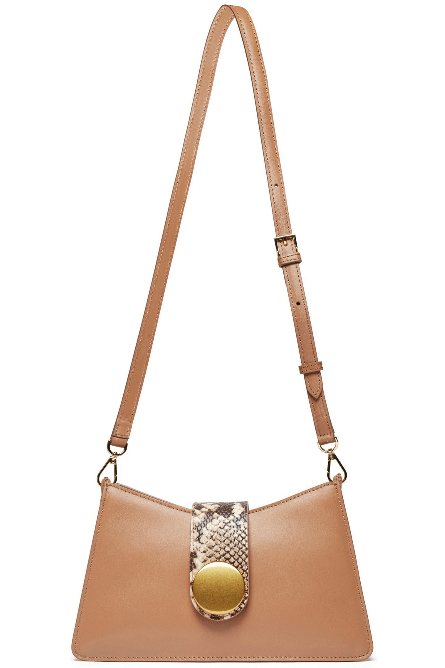 BUCKLE SHOULDER BAG CAMEL/PYTHON PRINT SAND 2