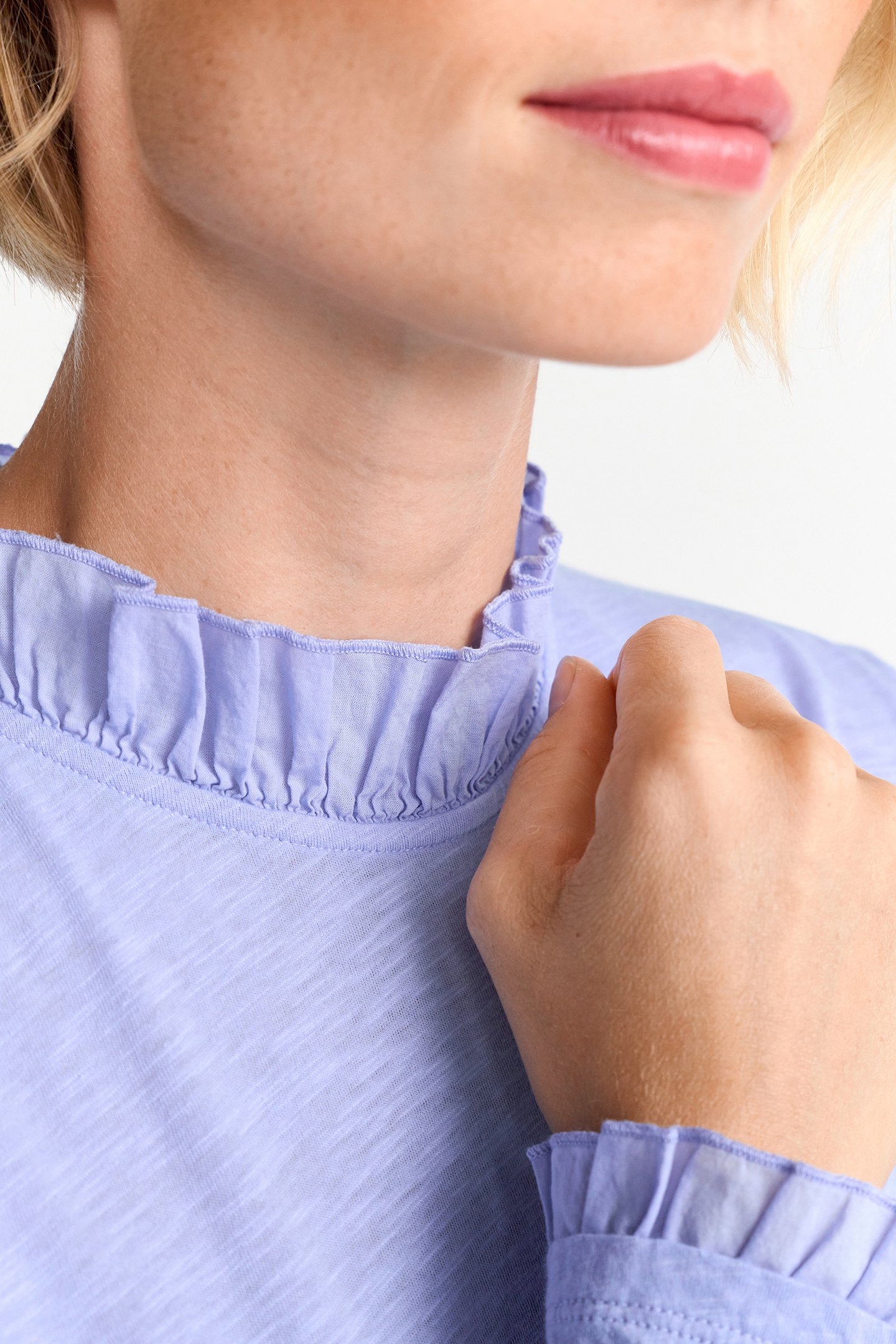 ORGANIC SLUB FRILL LONGSLEEVE FROSTY LAVENDER 5