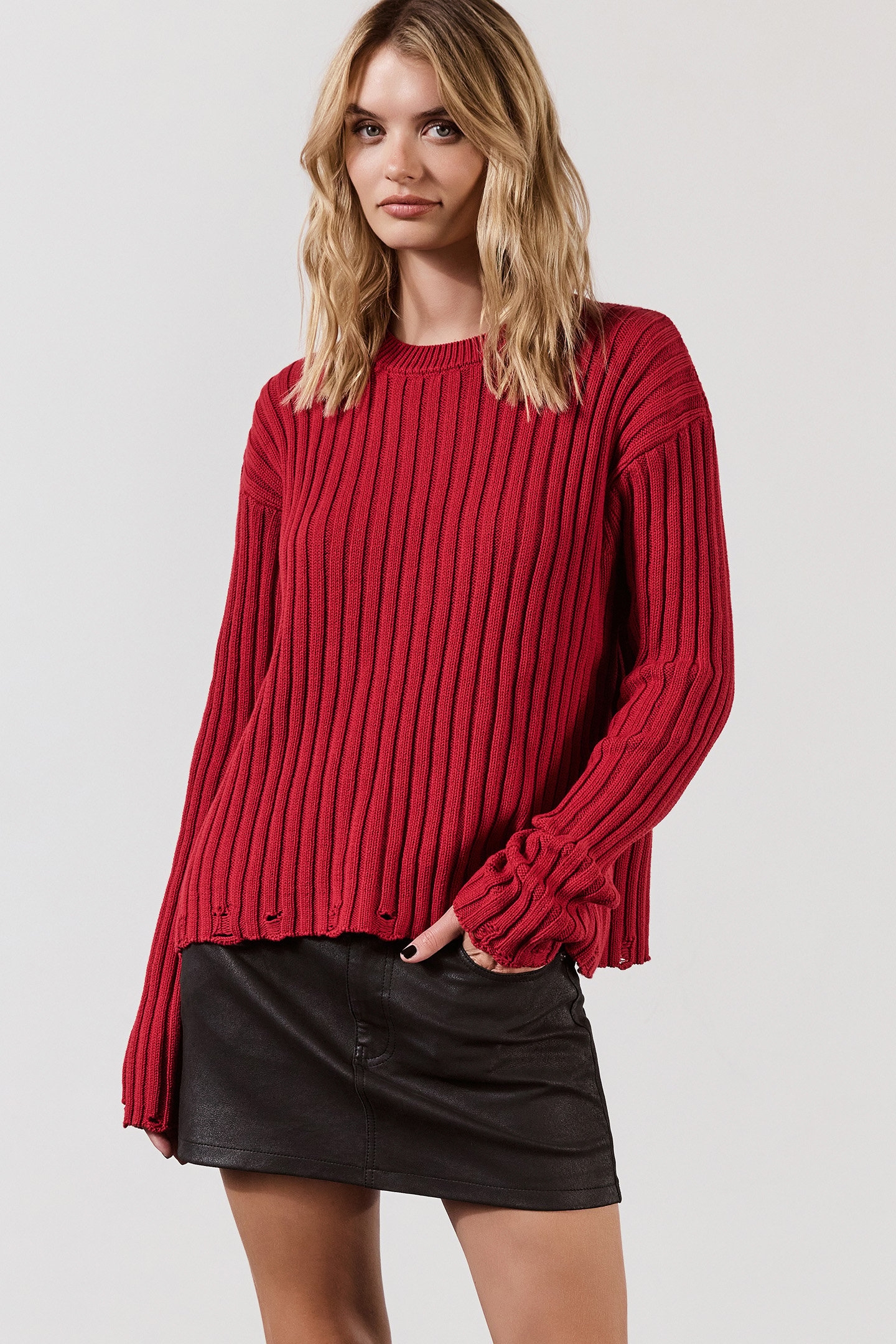 THE RED DESTROYED KNITTED SWEATER 1