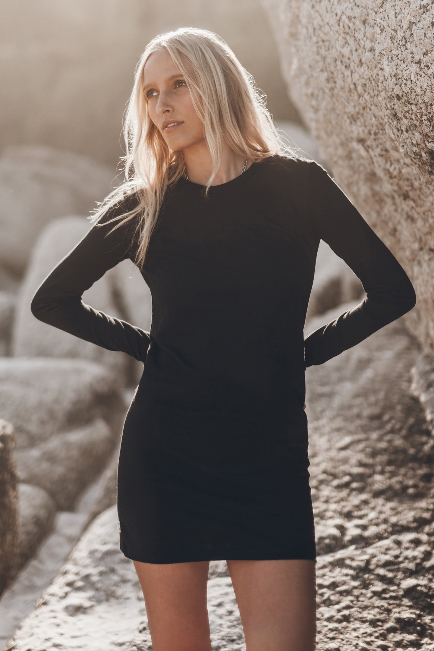 THE BLACK SHORT LINEN LONGSLEEVE DRESS 1