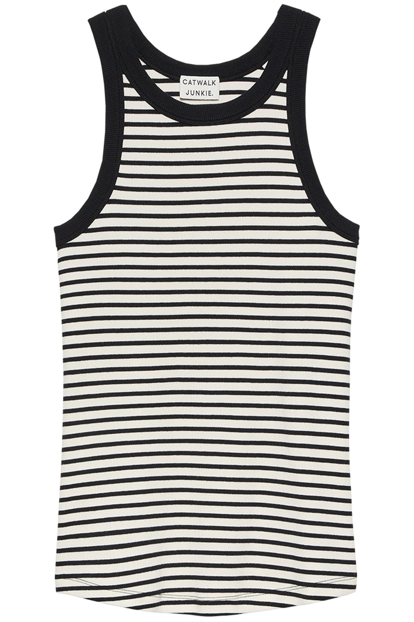 STRIPED RIBBED SINGLET BLACK 4